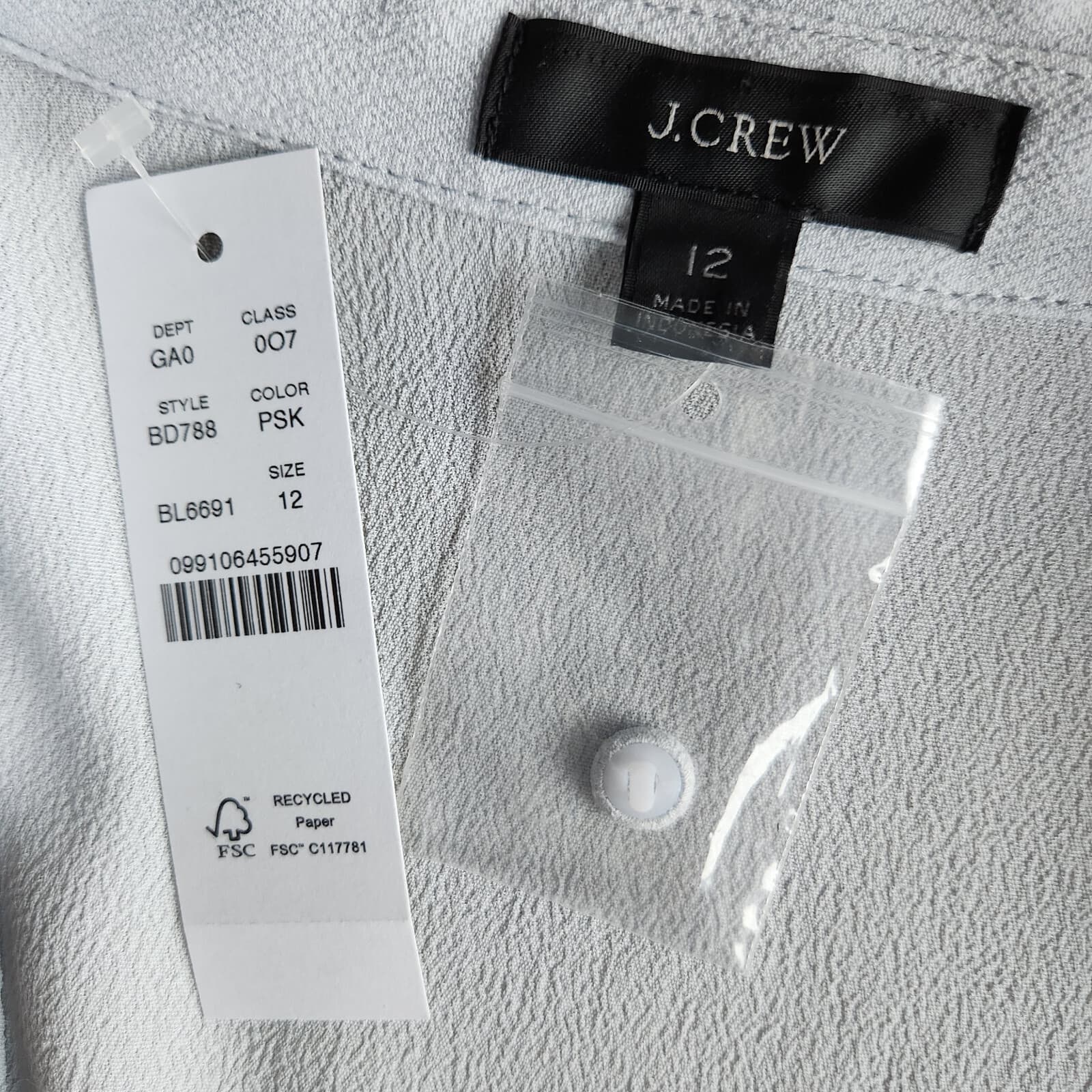 NWT J.Crew Drapey Crepe Wrap Top Long Sleeve Chiffon Viscose Pale Blue Women 12 - Thumbnail 8