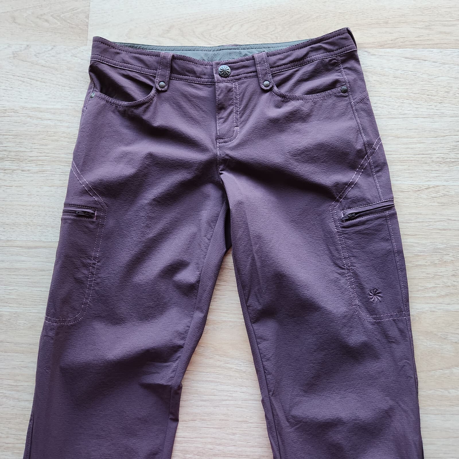 Athleta Women's 4 Hiking Track Cargo Slim Pants Ankle-Zip Stretch Eggplant - Thumbnail 4