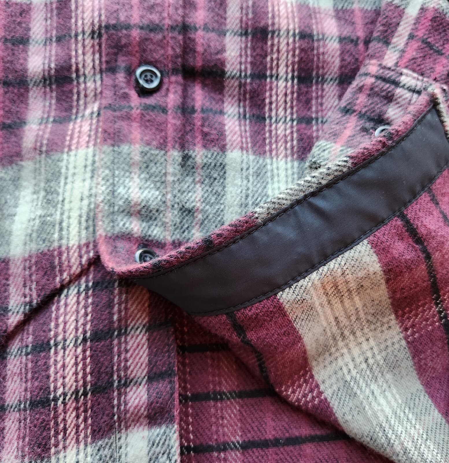 Vintage NWoT IMUS Auto Body Express Heavy Flannel Shirt Plaid Purple Grey Mens S - Thumbnail 6
