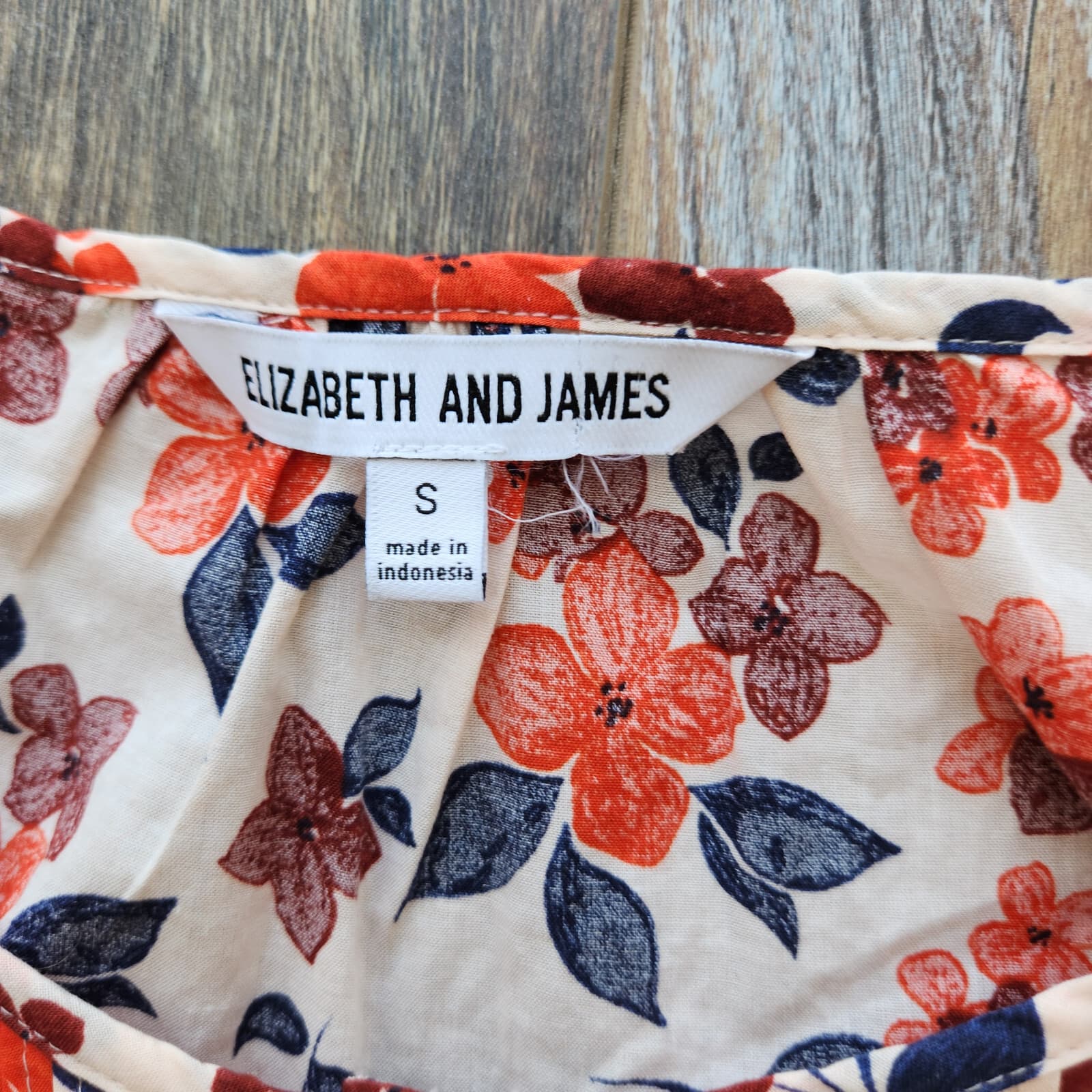Elizabeth and James Floral Pintuck Popover Blouse Puff-Sleeve Cotton Oversize S - Thumbnail 9
