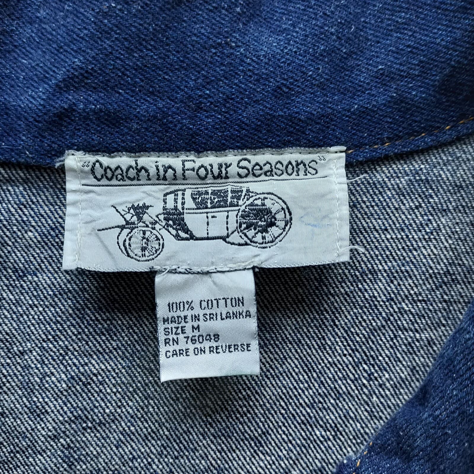 Vintage COACH in Four Seasons ฺBlue Denim Jacket Floral Glitter Embellished Sz.M - Thumbnail 11
