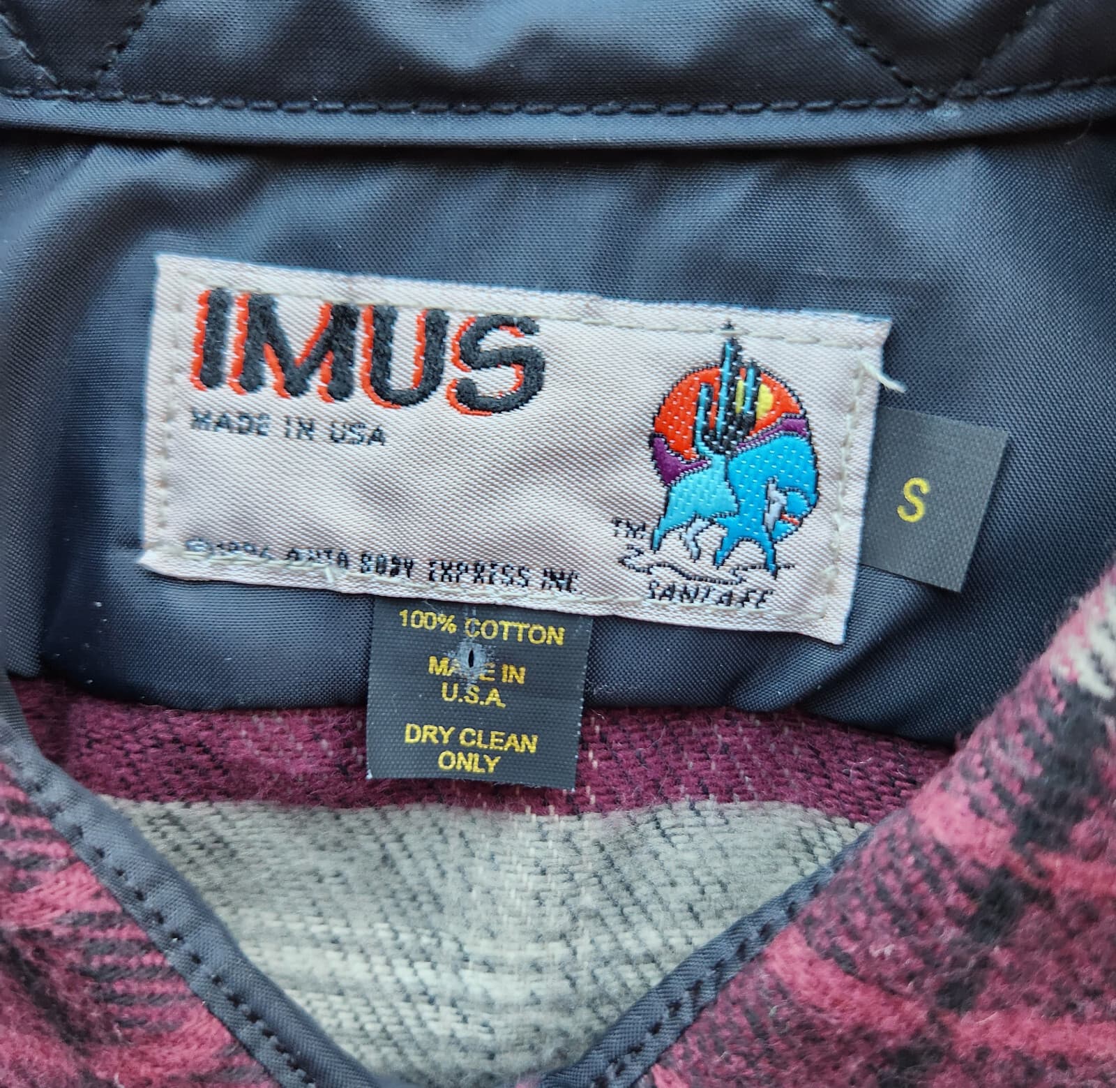 Vintage NWoT IMUS Auto Body Express Heavy Flannel Shirt Plaid Purple Grey Mens S - Thumbnail 8