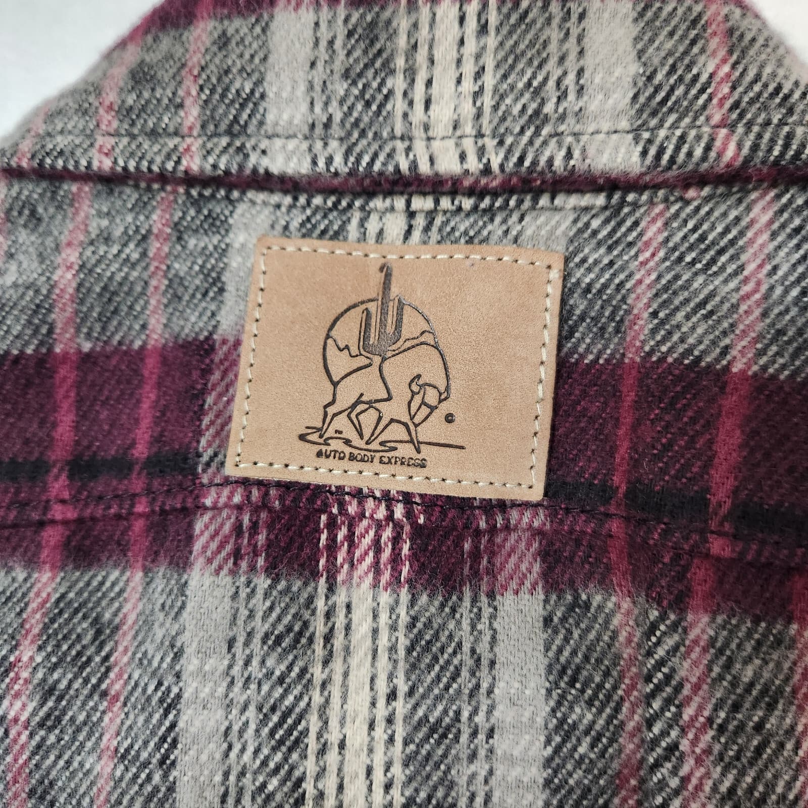 Vintage NWoT IMUS Auto Body Express Heavy Flannel Shirt Plaid Purple Grey Mens S - Thumbnail 5