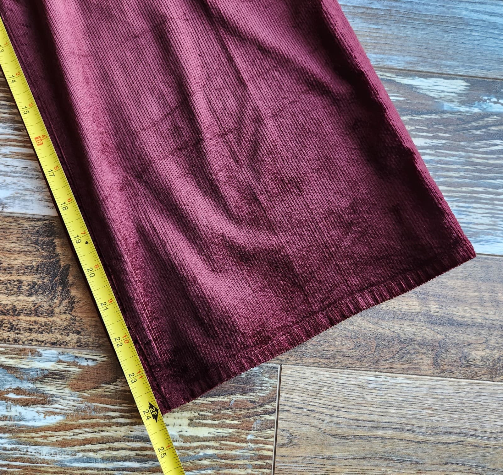 NWoT Paige Corduroy Sutton Paperbag Wide Leg Crop Pants Stretch Burgundy Sz.26 - Thumbnail 13