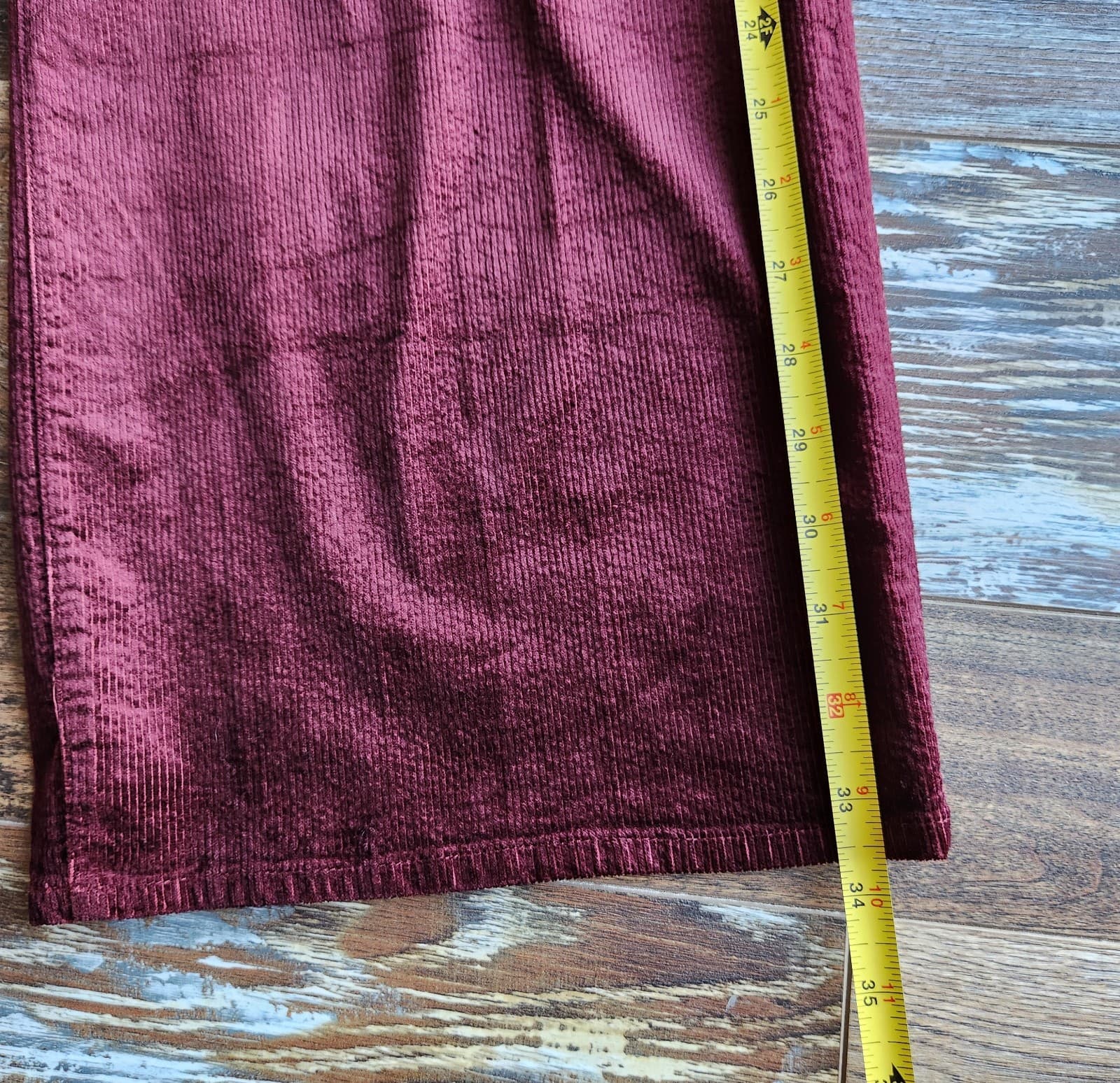 NWoT Paige Corduroy Sutton Paperbag Wide Leg Crop Pants Stretch Burgundy Sz.26 - Thumbnail 12