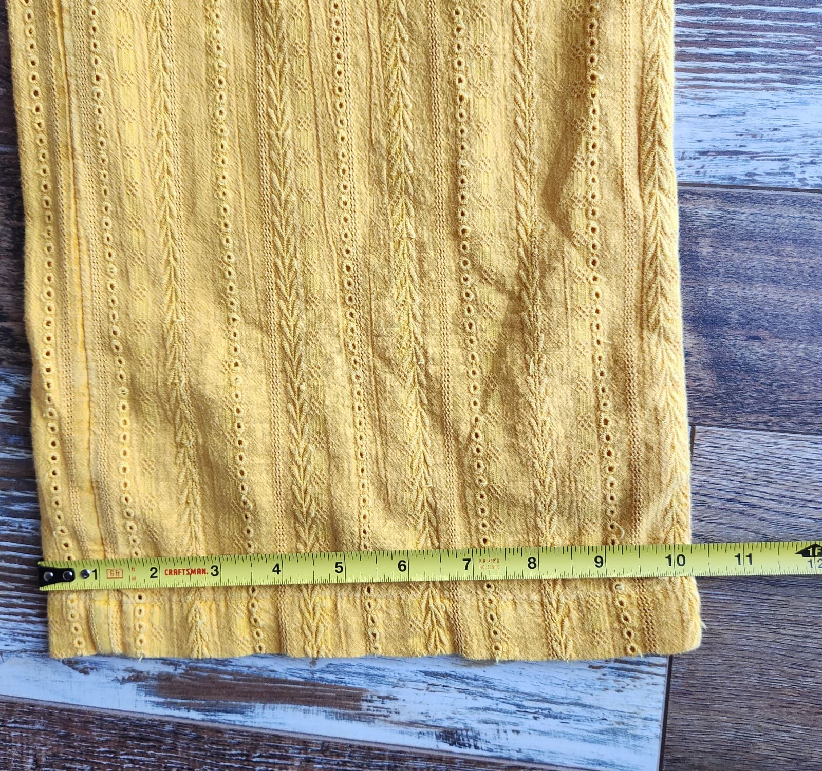 NWT Sundance $98 Gigi Eyelet Straight Pants Button-Fly Pocket Cotton Yellow Sz.M - Thumbnail 13