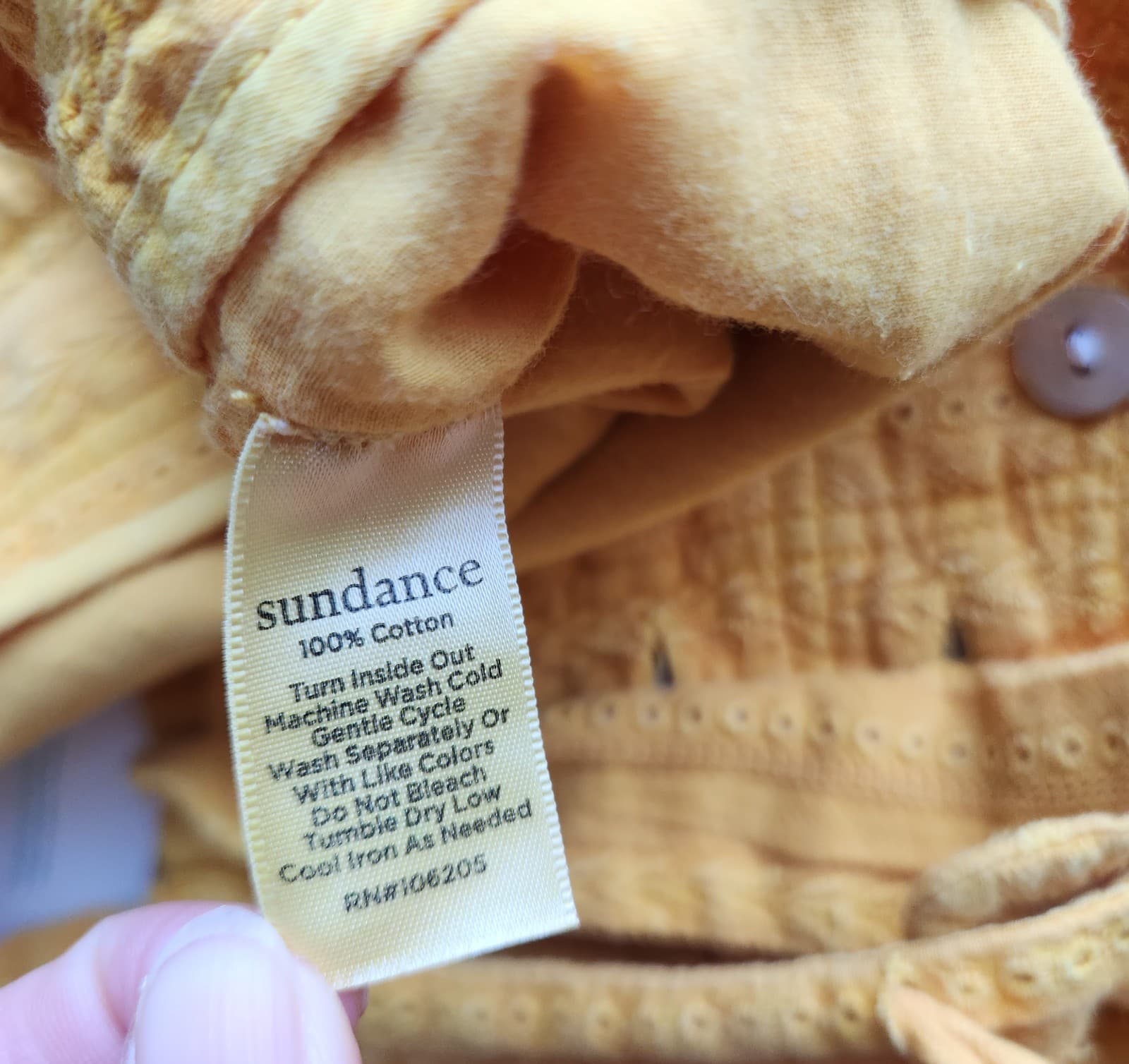 NWT Sundance $98 Gigi Eyelet Straight Pants Button-Fly Pocket Cotton Yellow Sz.M - Thumbnail 9