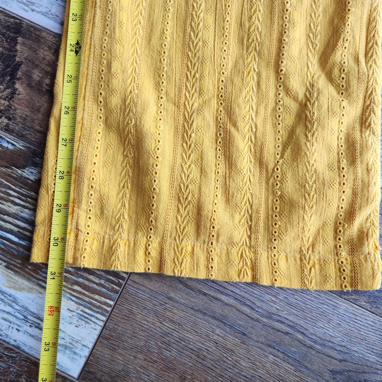 NWT Sundance $98 Gigi Eyelet Straight Pants Button-Fly Pocket Cotton Yellow Sz.M - Thumbnail 12