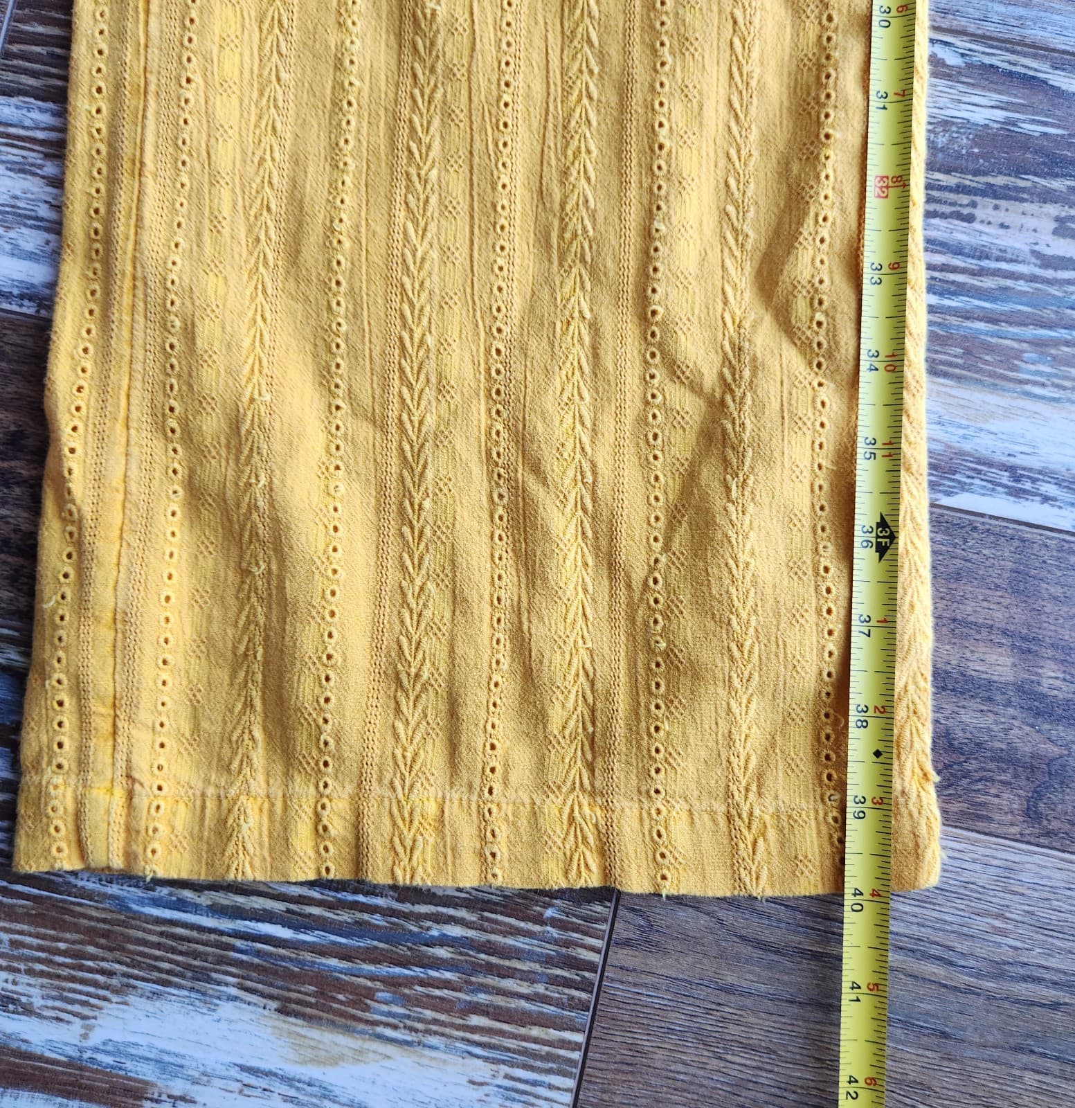 NWT Sundance $98 Gigi Eyelet Straight Pants Button-Fly Pocket Cotton Yellow Sz.M - Thumbnail 11