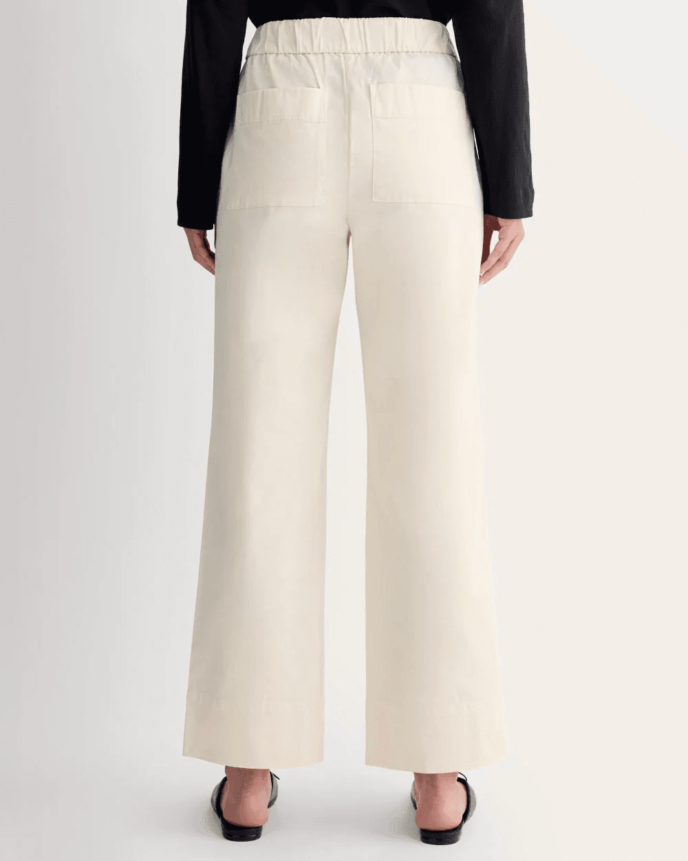 NWT EVERLANE Organic Cotton The Easy Pant Pocket Elastic Waist Canvas Beige Sz.6 - Thumbnail 6