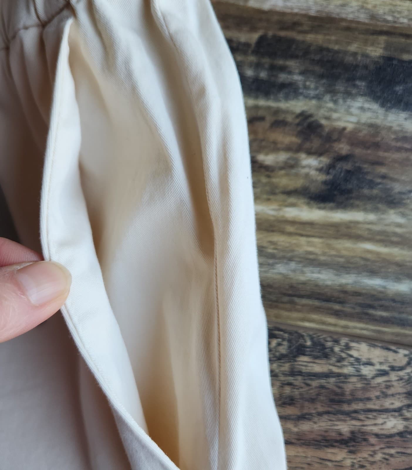 NWT EVERLANE Organic Cotton The Easy Pant Pocket Elastic Waist Canvas Beige Sz.6 - Thumbnail 8