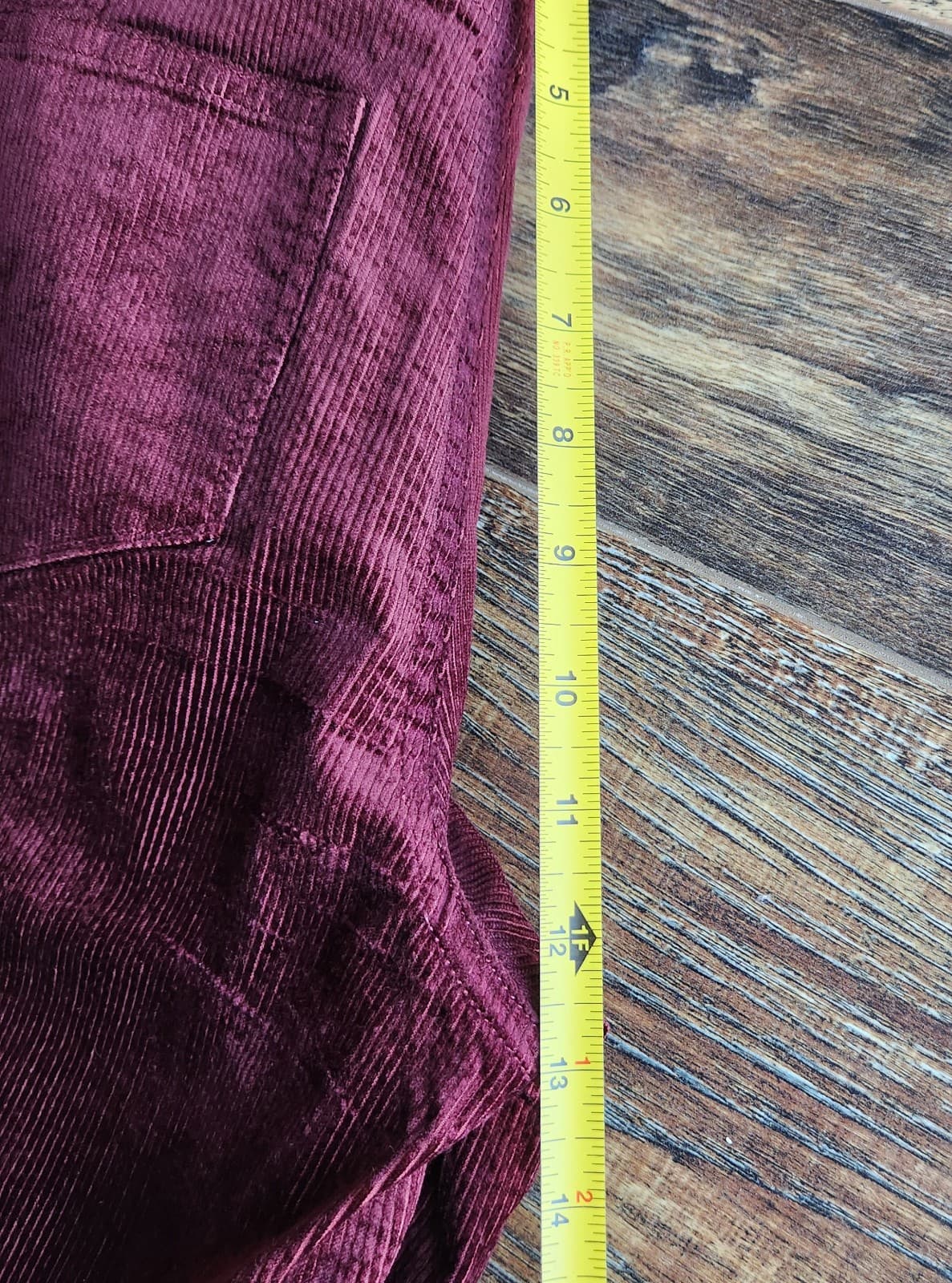 NWoT Paige Corduroy Sutton Paperbag Wide Leg Crop Pants Stretch Burgundy Sz.26 - Thumbnail 14