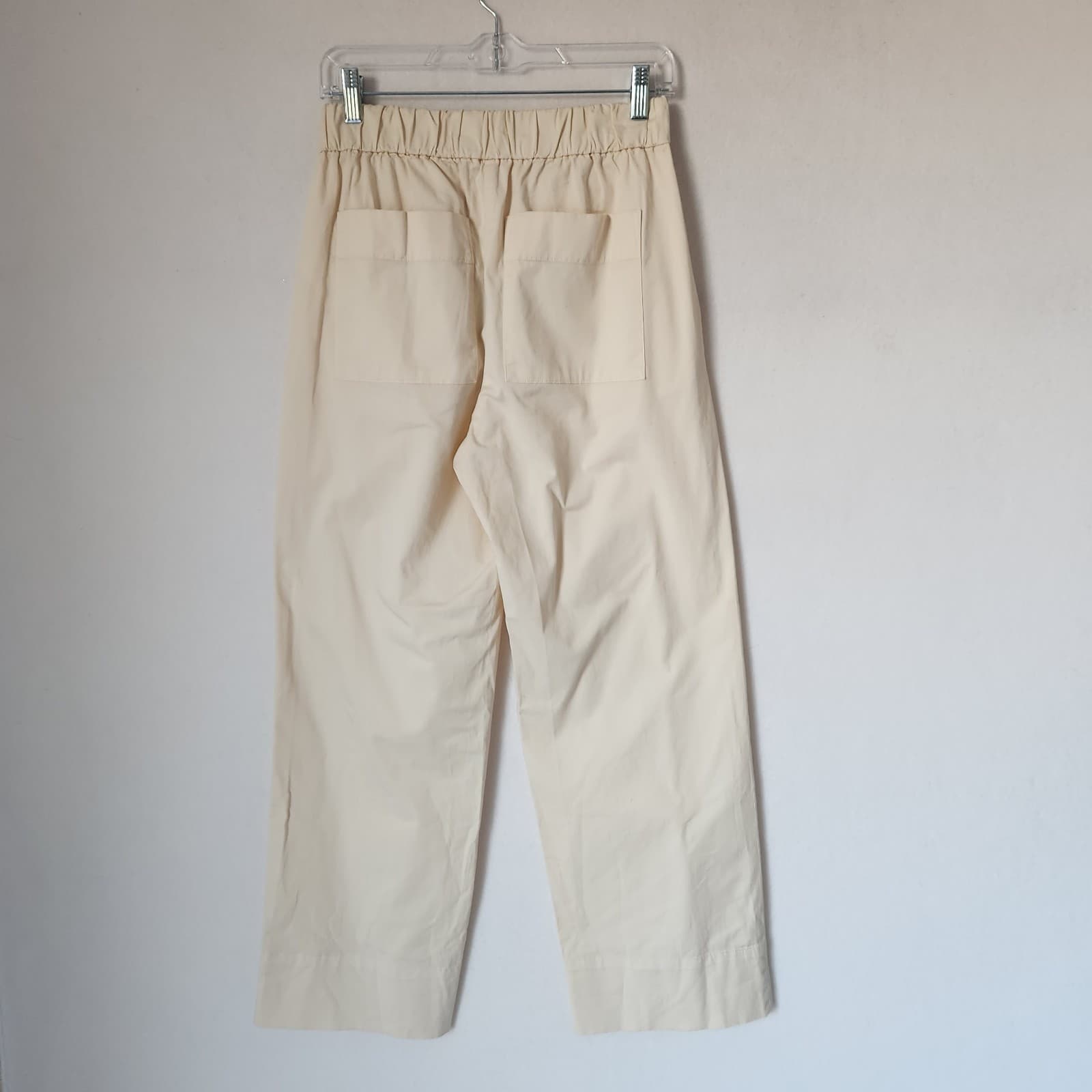 NWT EVERLANE Organic Cotton The Easy Pant Pocket Elastic Waist Canvas Beige Sz.6 - Thumbnail 7