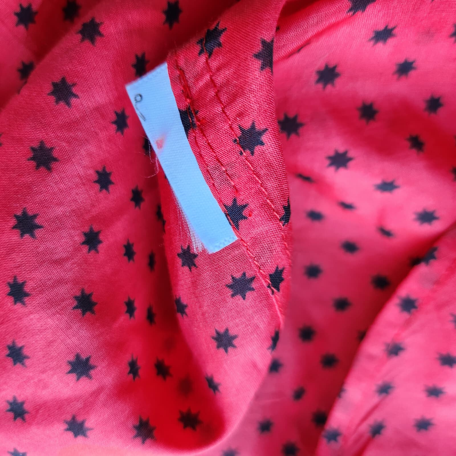 Equipment Daddy Star Silk Sheer Tunic Shirt Button-Up Long Sleeve Red Black Sz.S - Thumbnail 9