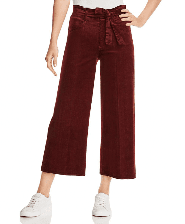 NWoT Paige Corduroy Sutton Paperbag Wide Leg Crop Pants Stretch Burgundy Sz.26 - Thumbnail 2