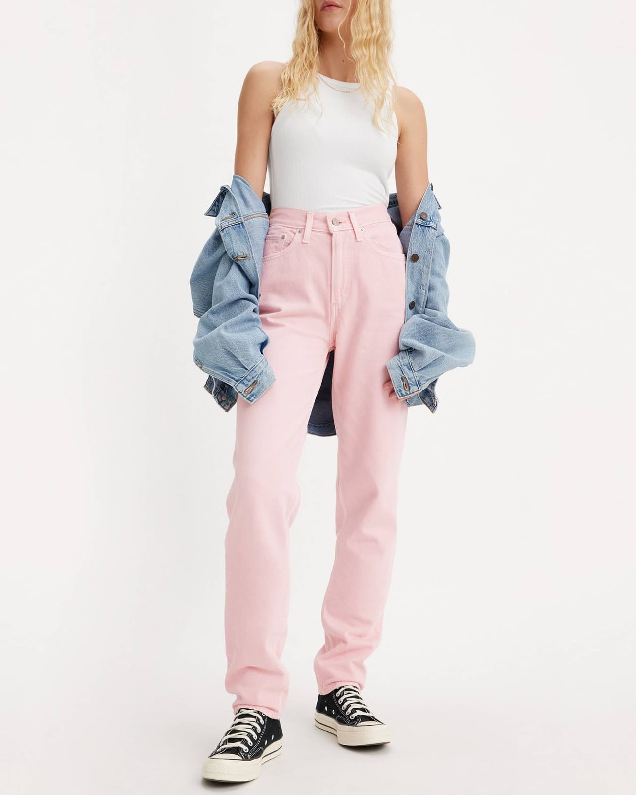 NWoT Levi's Premium Big E 80's Mom Jeans High Waist Zip Chalk Pink Cotton Sz.26 - Thumbnail 2