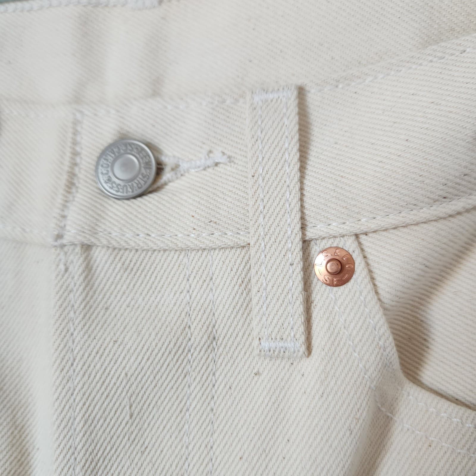 NEW Levi's Big E Not For Resale Button-Fly Straight Jeans Natural Beige Waist 30 - Thumbnail 3