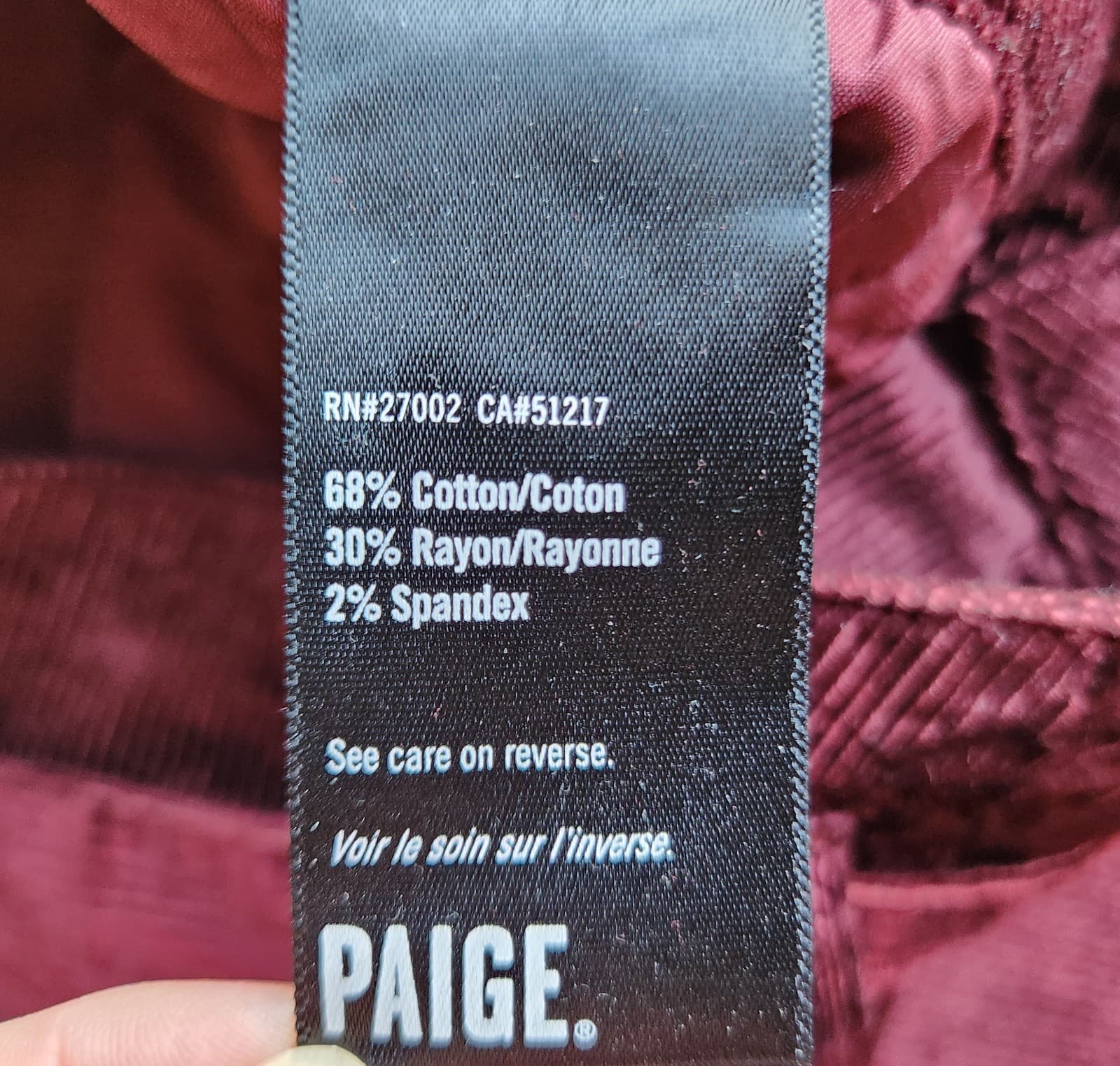 NWoT Paige Corduroy Sutton Paperbag Wide Leg Crop Pants Stretch Burgundy Sz.26 - Thumbnail 9