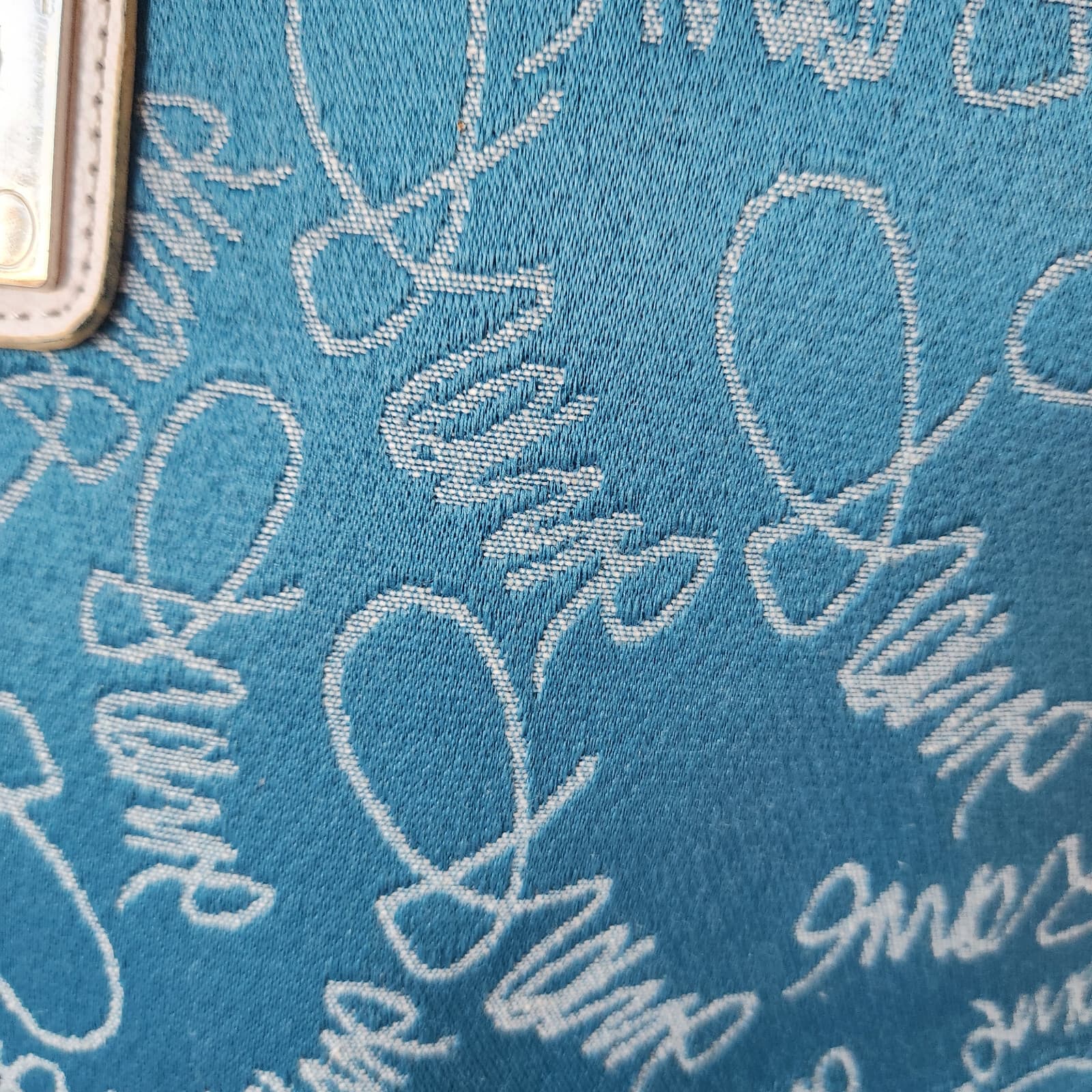 Diane Von Furstenberg Jacquard Signature Travel Weekend Carry-On Tote Bag Blue - Thumbnail 18
