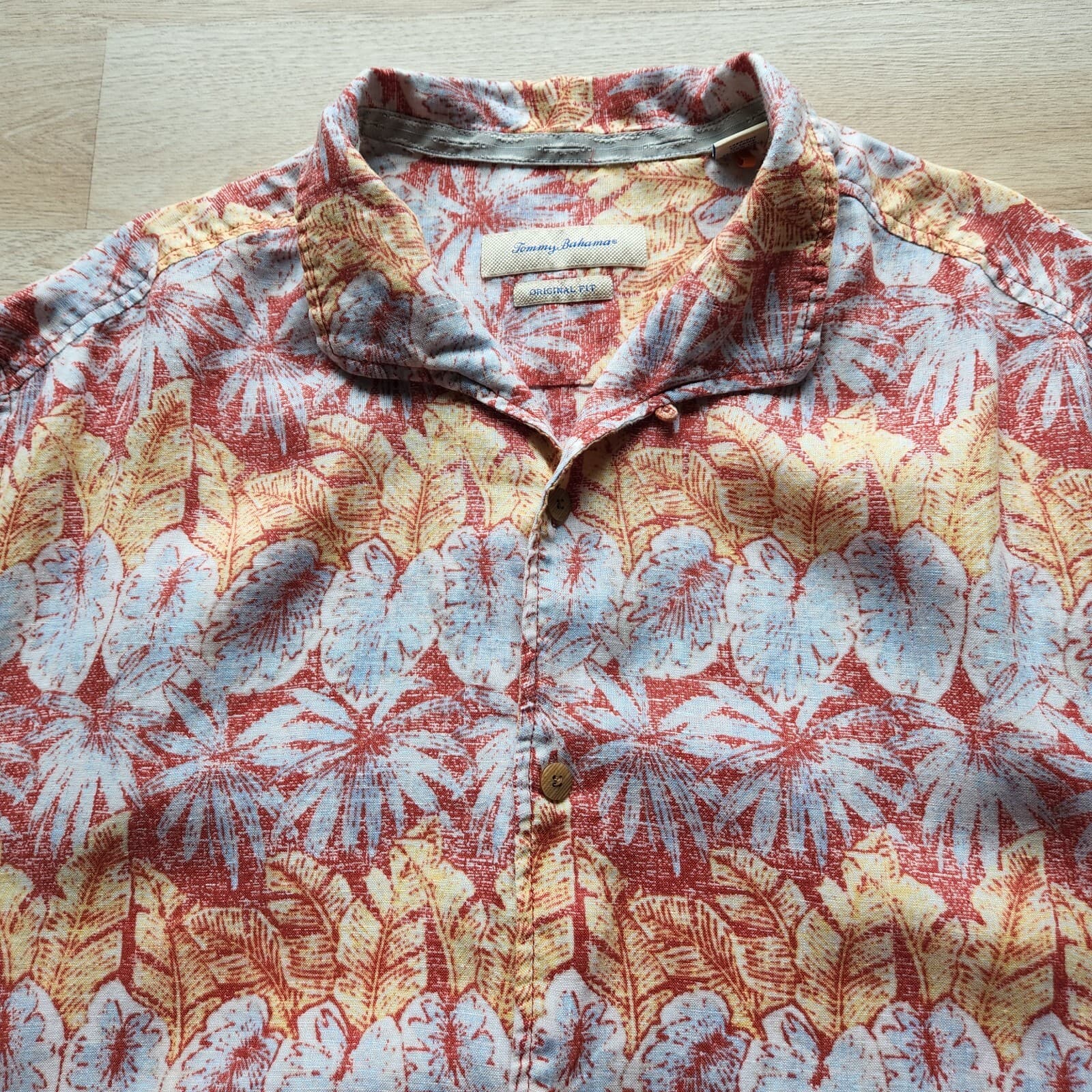 Tommy Bahama Linen Tropical Leaf Hawaii Shirt Short Sleeve Button Multicolor XXL - Thumbnail 5