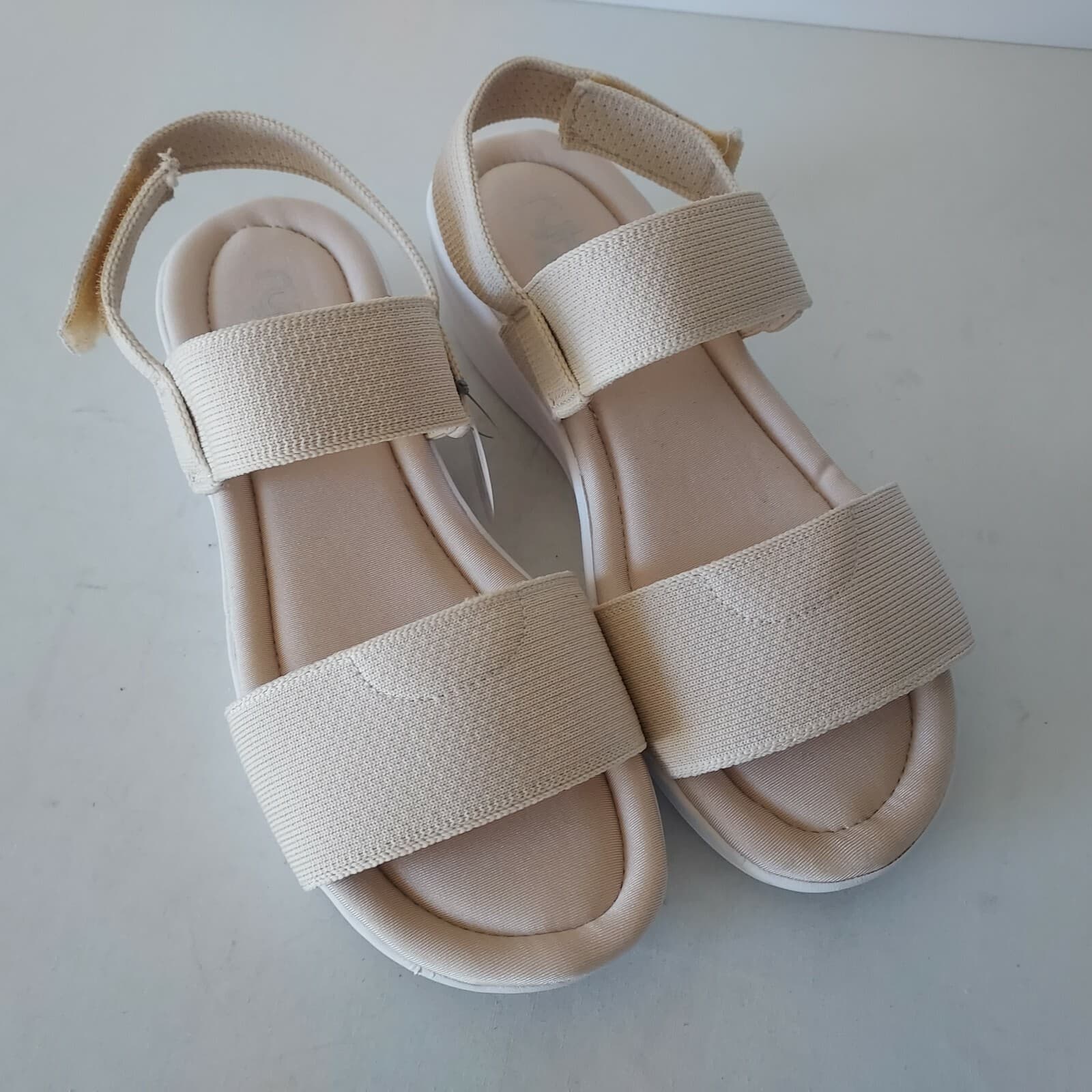 NWoB Ryka Azara Strap Wedge Sandals Stretch Knit Memory Foam Beige Women US10W - Thumbnail 2