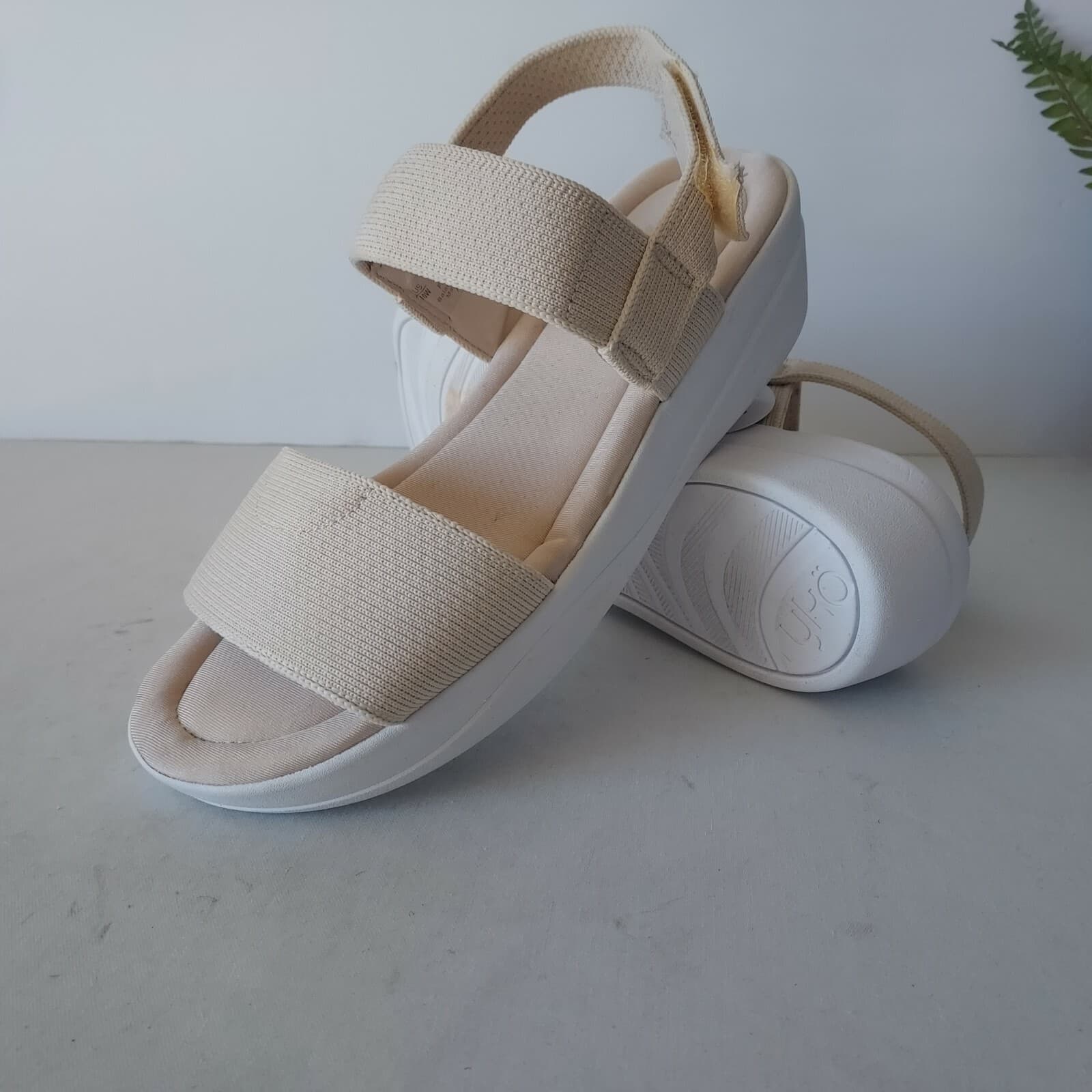 NWoB Ryka Azara Strap Wedge Sandals Stretch Knit Memory Foam Beige Women US10W - Thumbnail 6