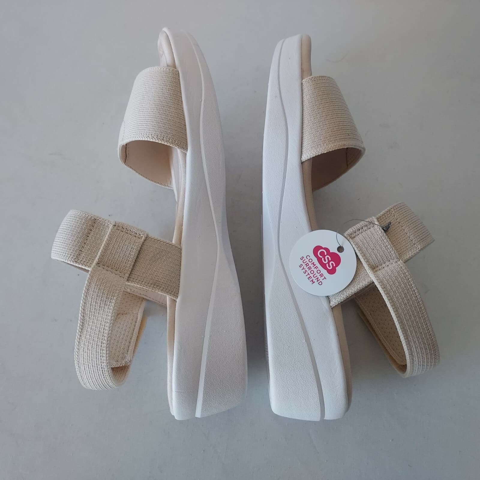 NWoB Ryka Azara Strap Wedge Sandals Stretch Knit Memory Foam Beige Women US10W - Thumbnail 7