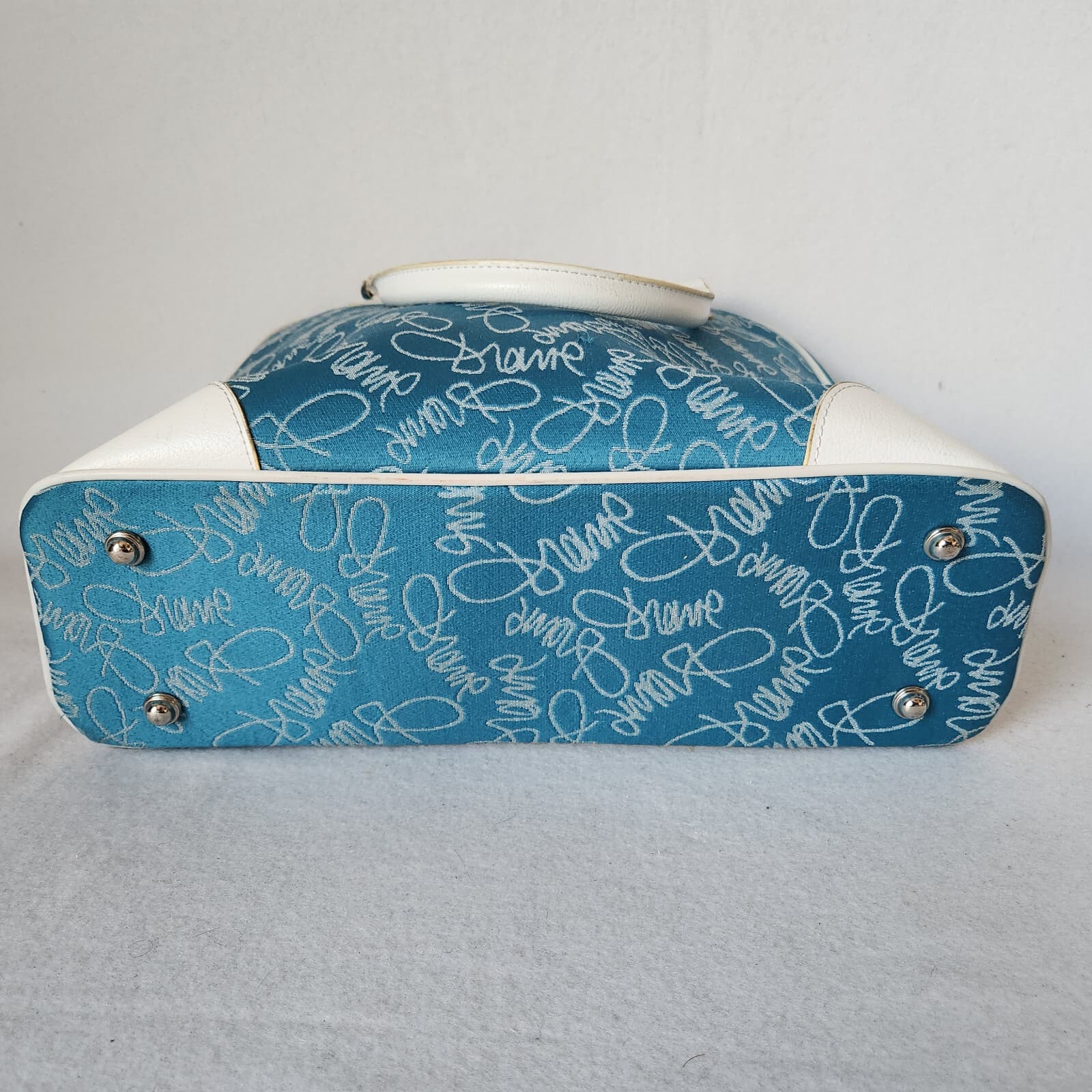 Diane Von Furstenberg Jacquard Signature Travel Weekend Carry-On Tote Bag Blue - Thumbnail 8