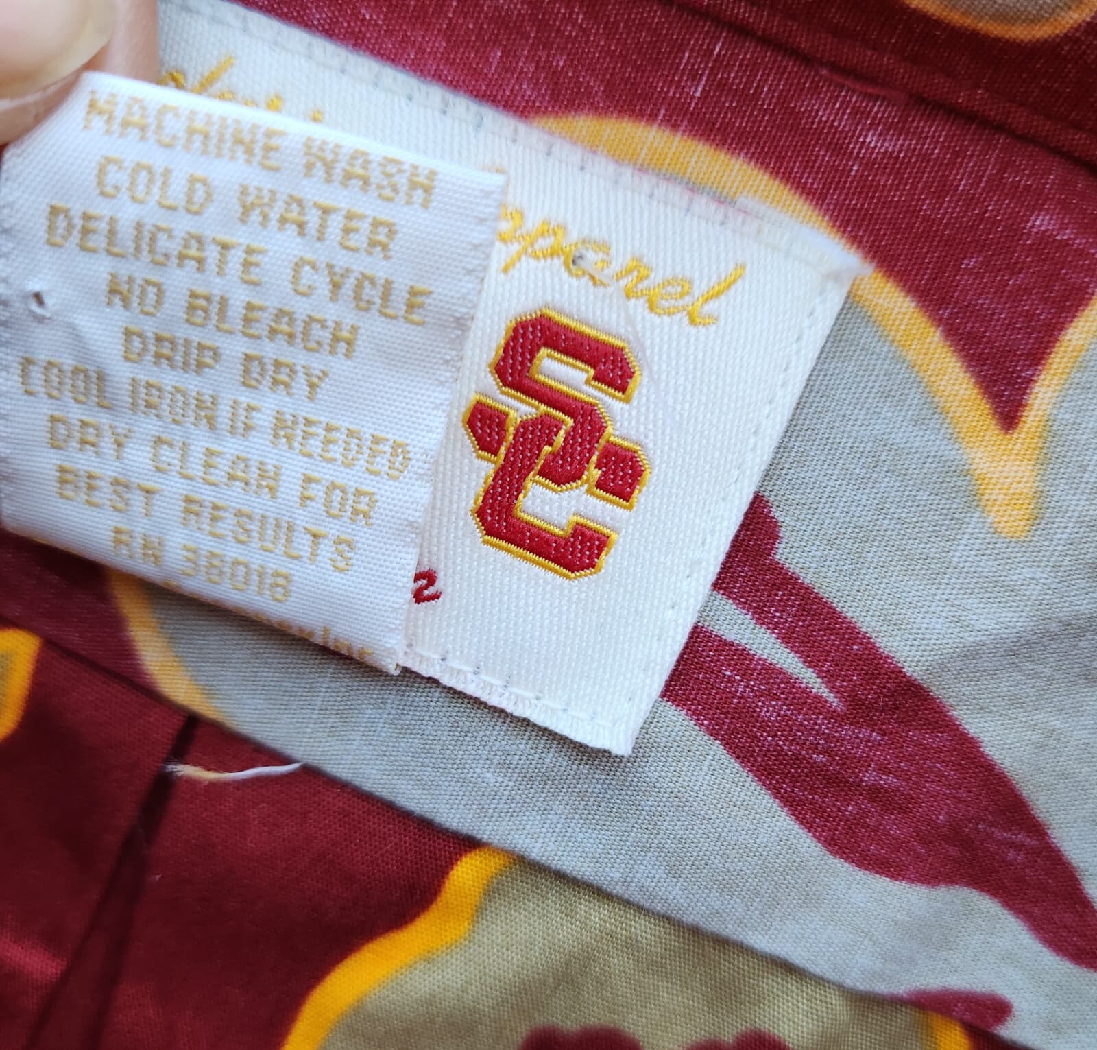 NWT Reyn Spooner for USC Team Trojan Floral Hawaii Shirt Short Sleeve Red Mens L - Thumbnail 10