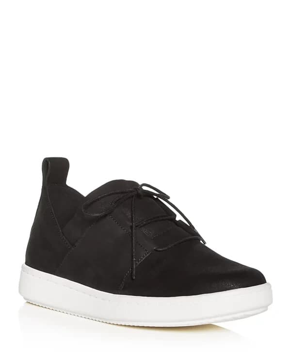 Eileen Fisher Precot Nubuck Leather Platform Sneakers Lace-Up Black Women's US7 - Thumbnail 2