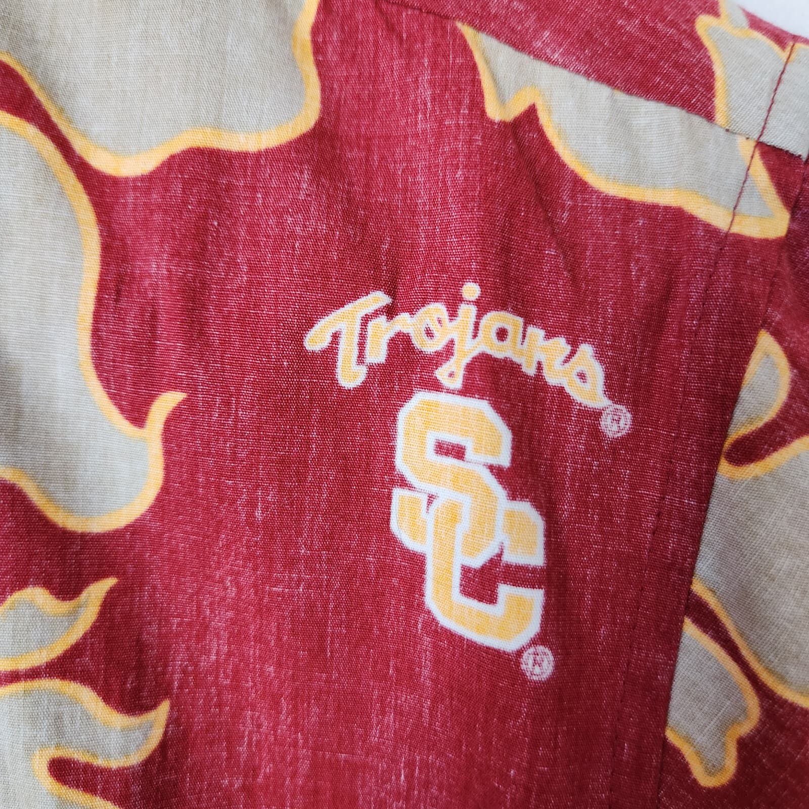 NWT Reyn Spooner for USC Team Trojan Floral Hawaii Shirt Short Sleeve Red Mens L - Thumbnail 3