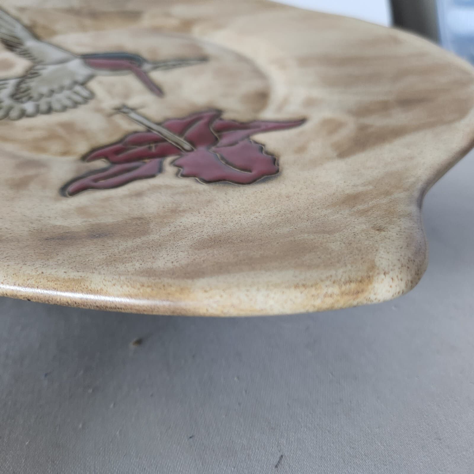Design by Mara Mexico Pottery Stoneware Hummingbird and Flower 12"x12" Plate - Thumbnail 6