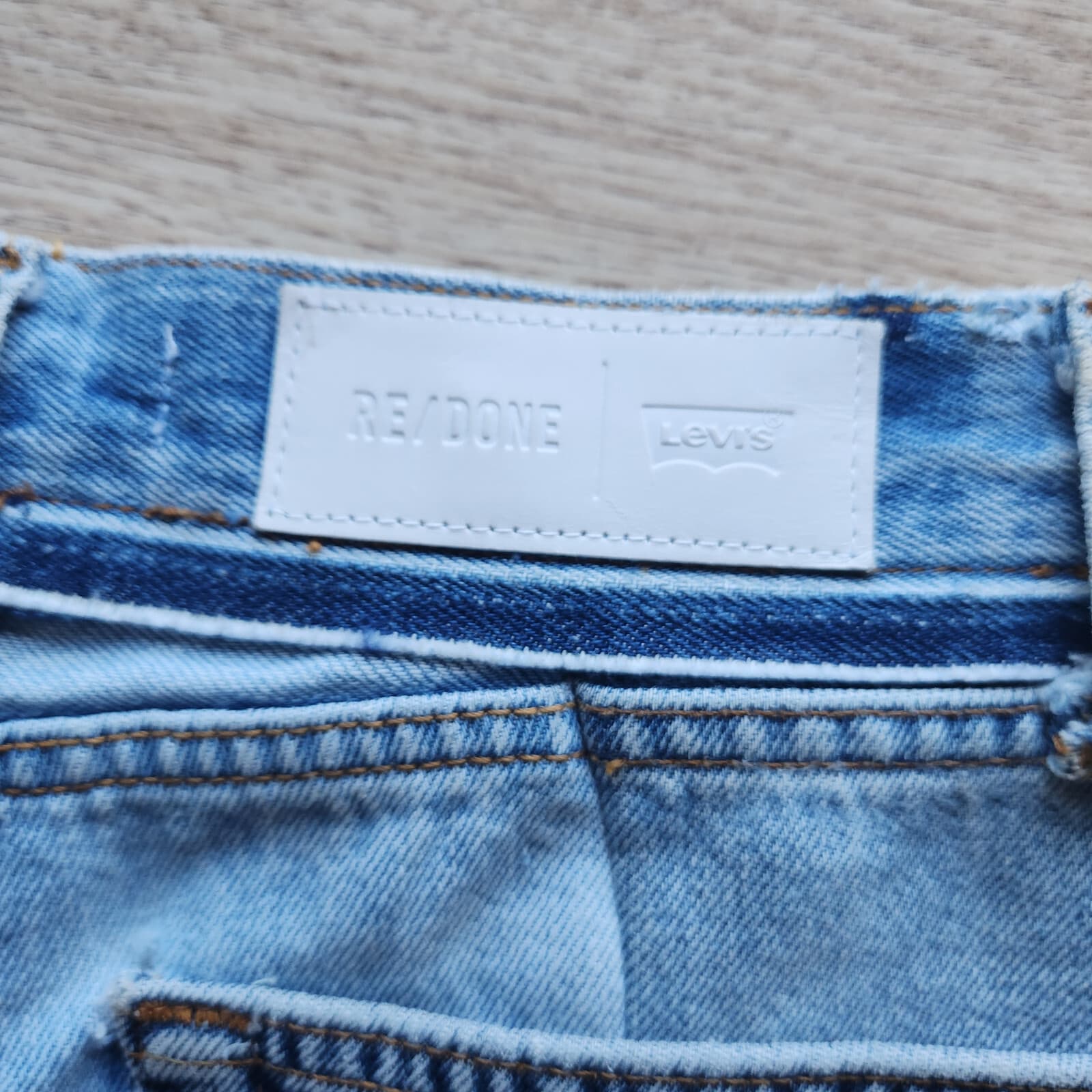 RE/DONE X Levi’s Revolve High Rise Mini Skirt Raw Hem Seamed Indigo Denim Sz.25 - Thumbnail 8