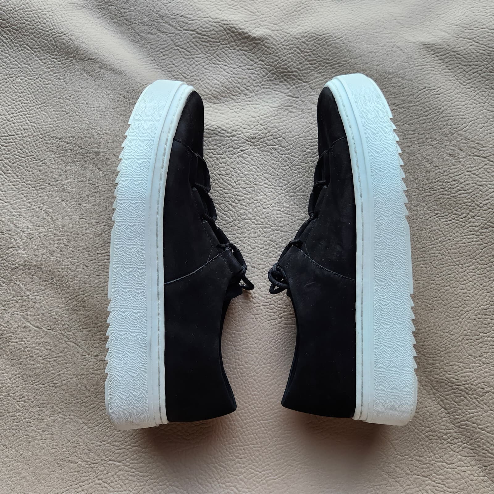 Eileen Fisher Precot Nubuck Leather Platform Sneakers Lace-Up Black Women's US7 - Thumbnail 5