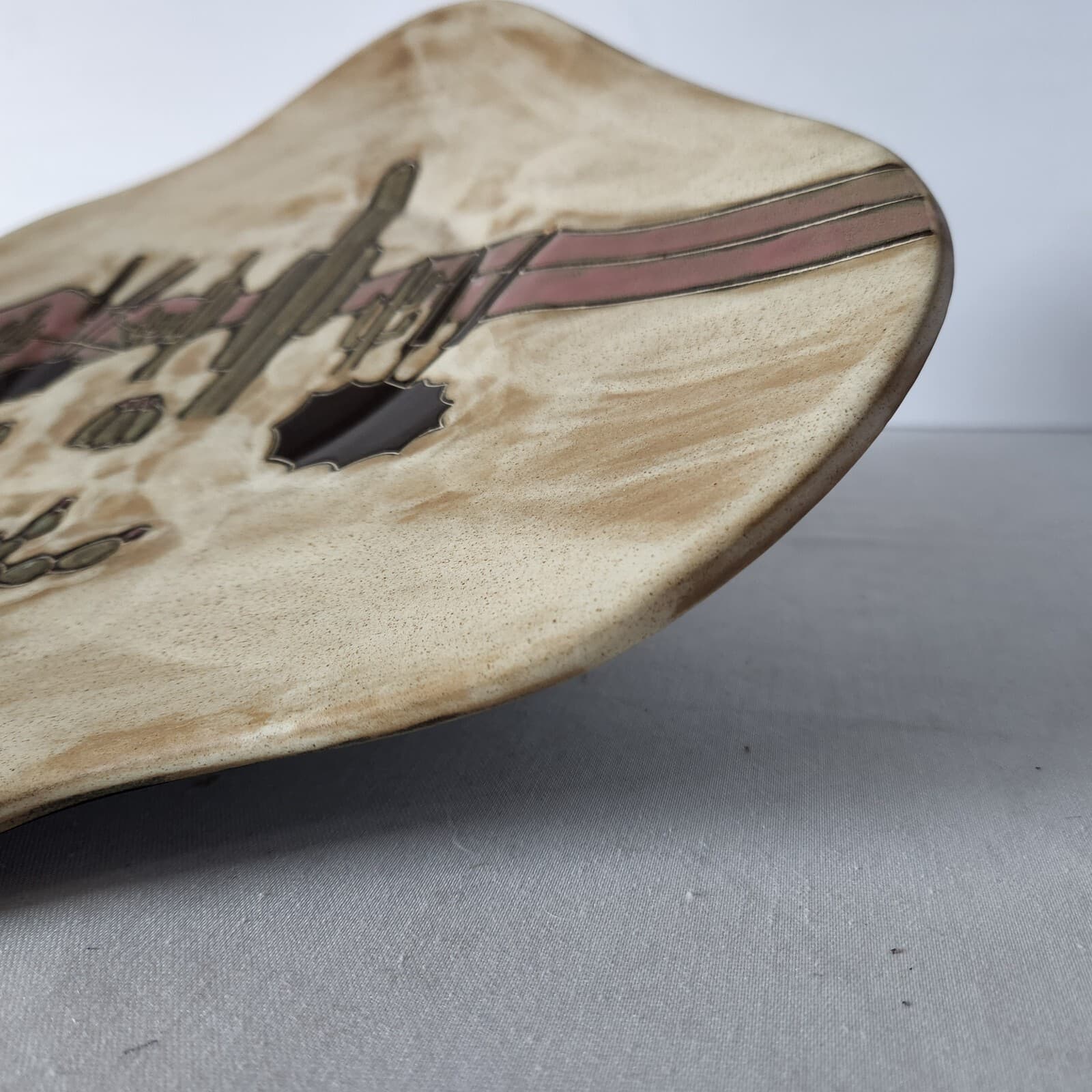 Design by Mara Mexico Pottery Stoneware Cactus in Desert 12"x12" Plate - Thumbnail 6