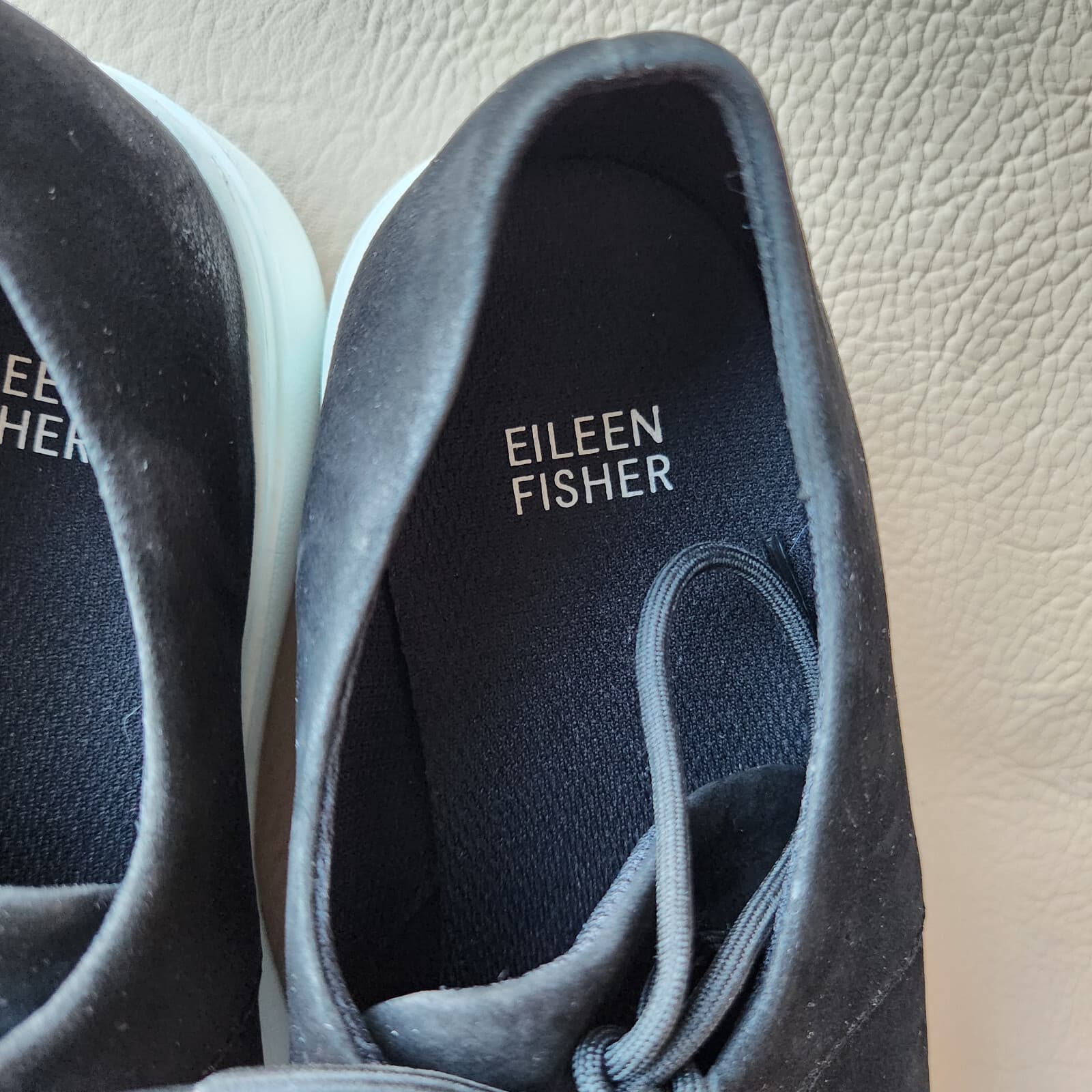 Eileen Fisher Precot Nubuck Leather Platform Sneakers Lace-Up Black Women's US7 - Thumbnail 10