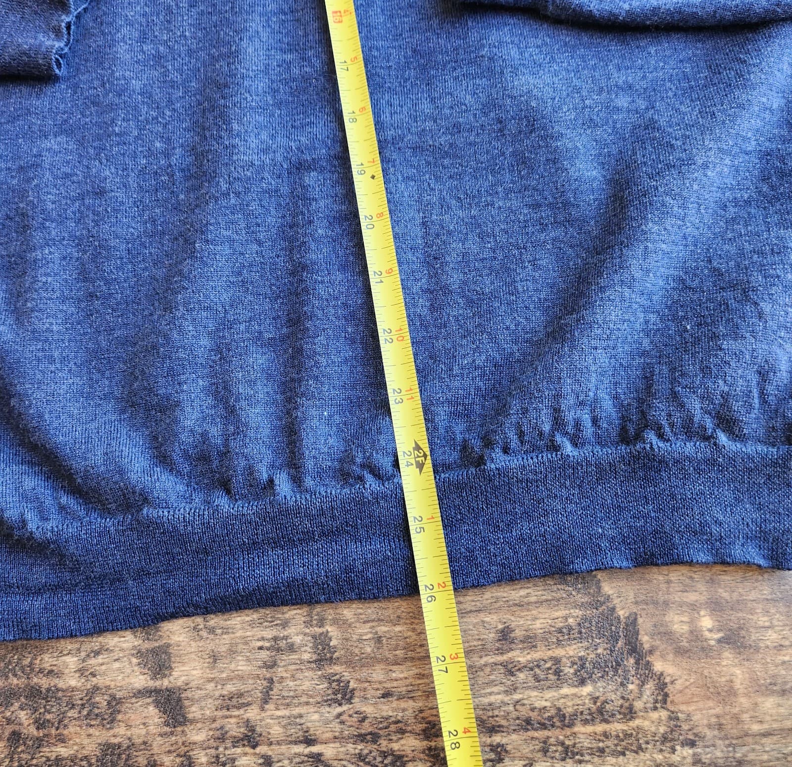 Hugo Boss Extra Fine Merino Wool Slim Fit V-Neck Sweater Pullover Blue Men's XL - Thumbnail 9