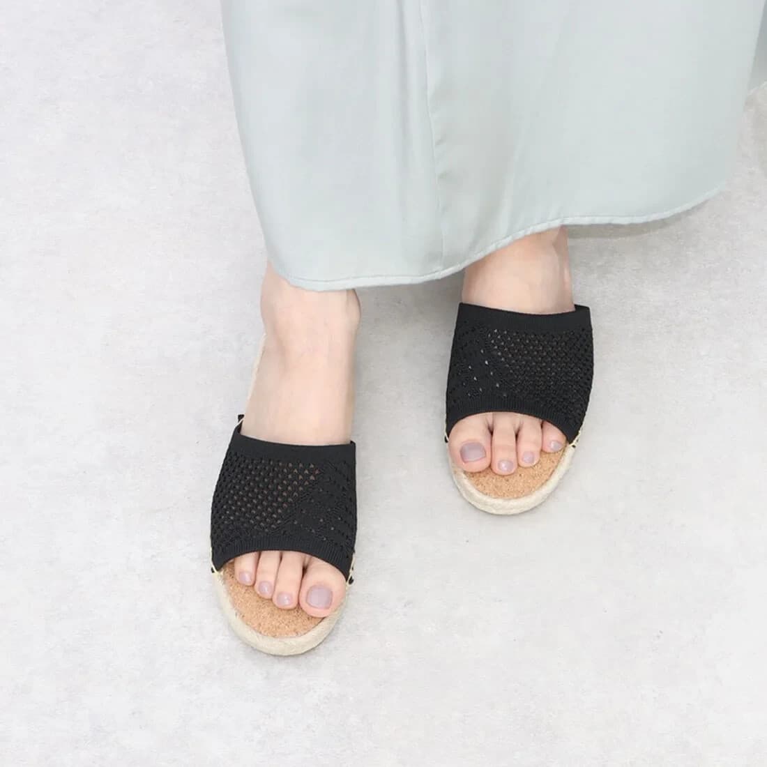 NWoB EMU Australia Ebor Mac Sandals Slide Knit Cotton Cushion Black Women's US10 - Thumbnail 4