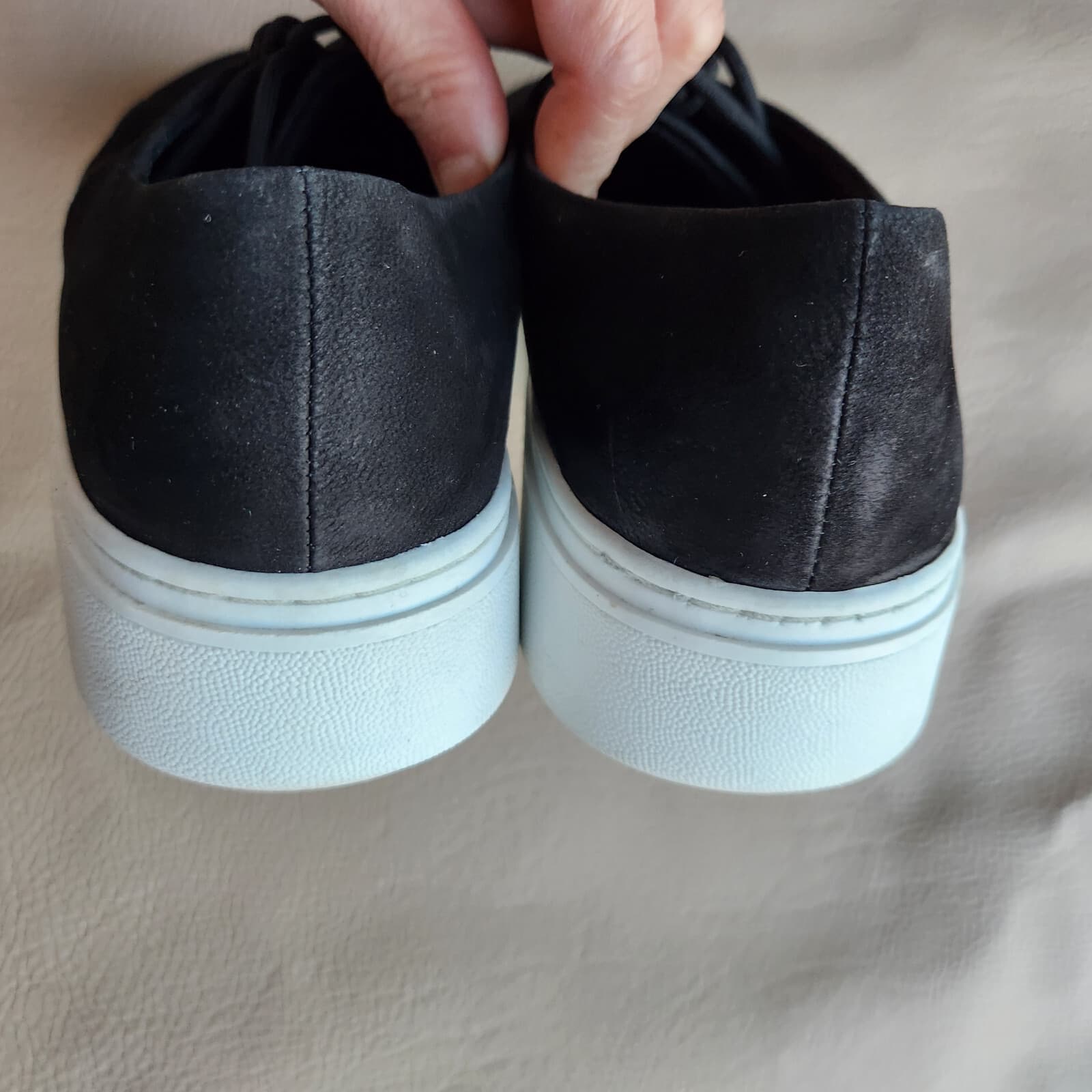 Eileen Fisher Precot Nubuck Leather Platform Sneakers Lace-Up Black Women's US7 - Thumbnail 9