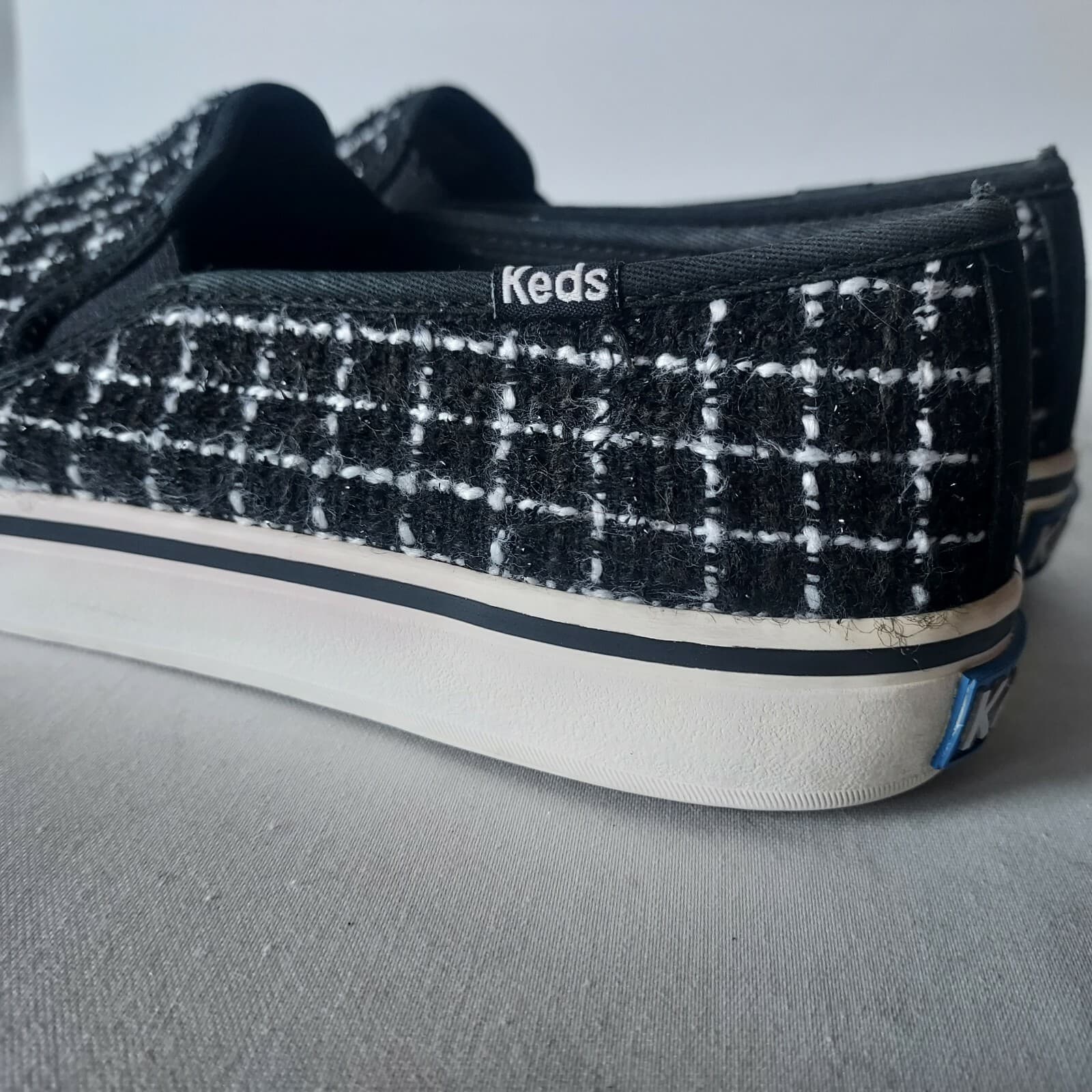 Keds Double Decker Tweed Slip-On Fashion Sneaker Metallic Black Women US8.5 - Thumbnail 10