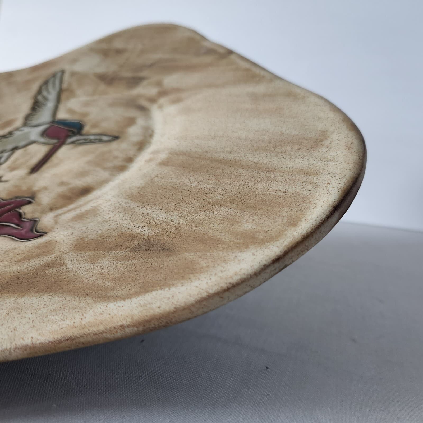 Design by Mara Mexico Pottery Stoneware Hummingbird and Flower 12"x12" Plate - Thumbnail 5