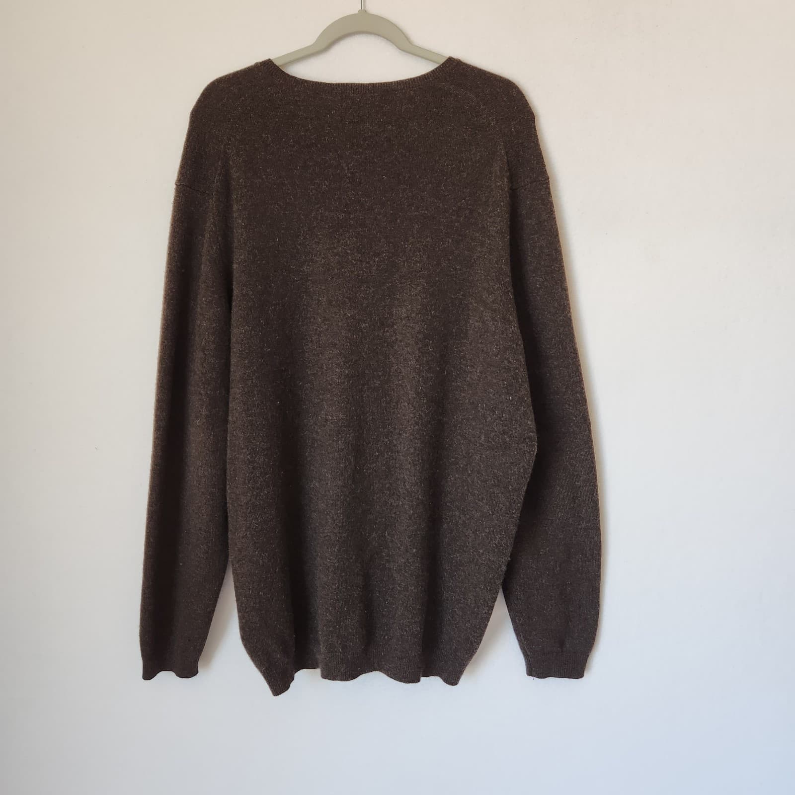Brooks Brothers Pure Cashmere Knit in Great Britain V-Neck Sweater Brown Mens XL - Thumbnail 4