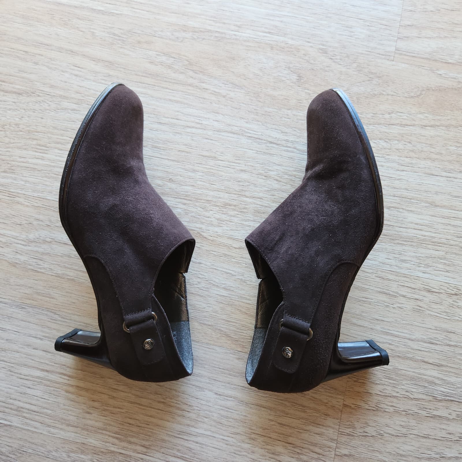 Stuart Weitzman Brown Suede Pumps Booties Elastic Gusset Slip-On Women US6.5M - Thumbnail 6