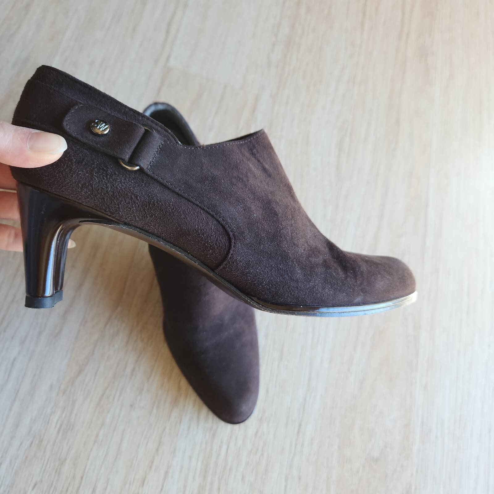 Stuart Weitzman Brown Suede Pumps Booties Elastic Gusset Slip-On Women US6.5M - Thumbnail 3