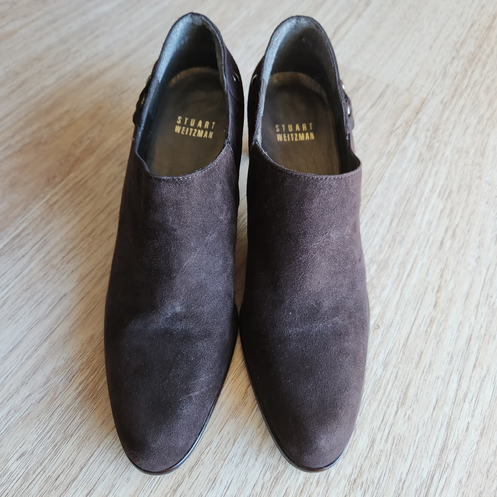 Stuart Weitzman Brown Suede Pumps Booties Elastic Gusset Slip-On Women US6.5M - Thumbnail 5