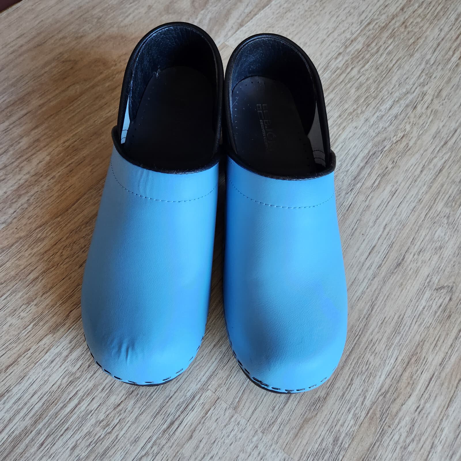 BJORK Swedish Comfort Ella Professional Leather Clogs Slip-On Blue Women EU39-40 - Thumbnail 4
