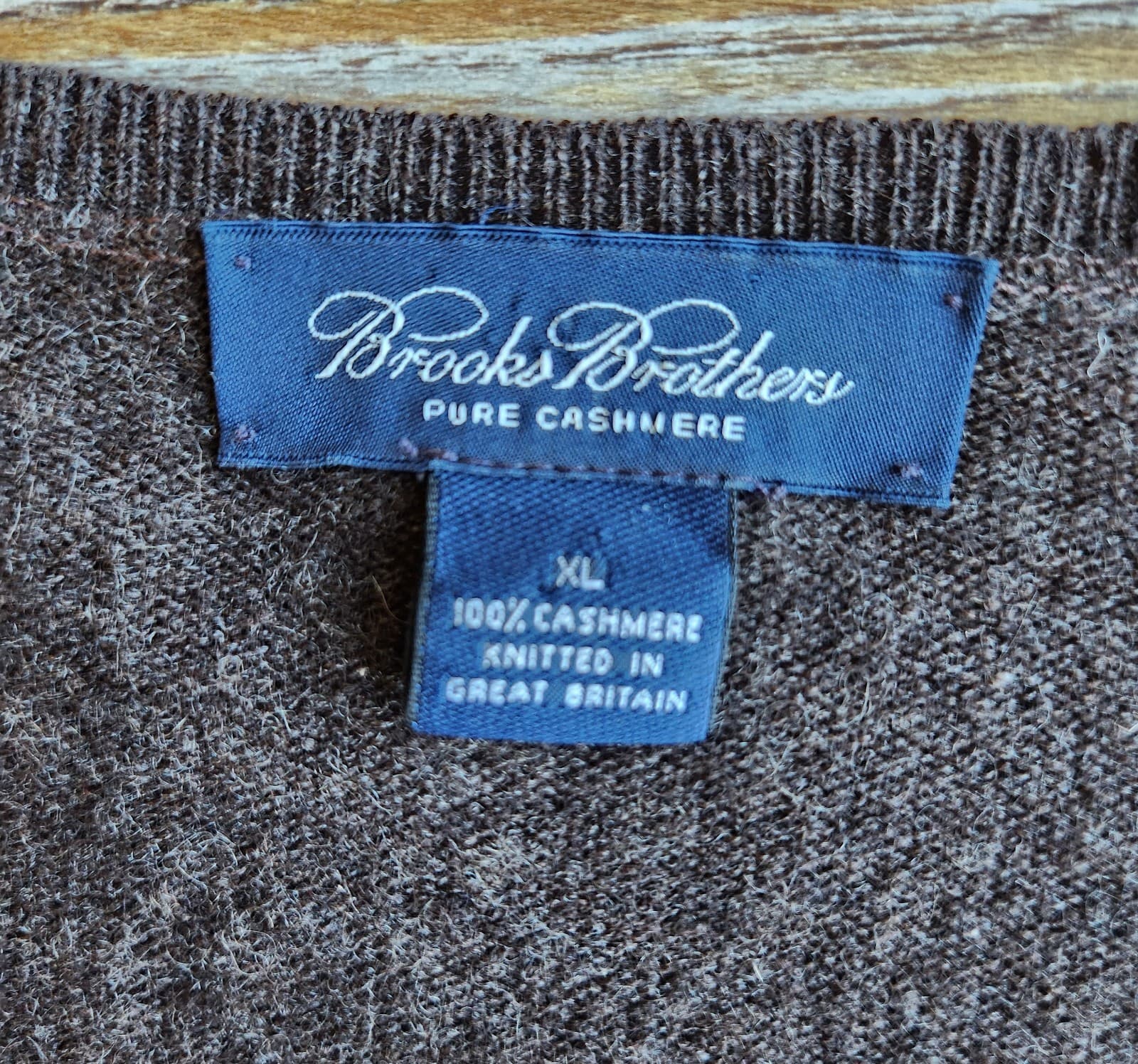 Brooks Brothers Pure Cashmere Knit in Great Britain V-Neck Sweater Brown Mens XL - Thumbnail 6