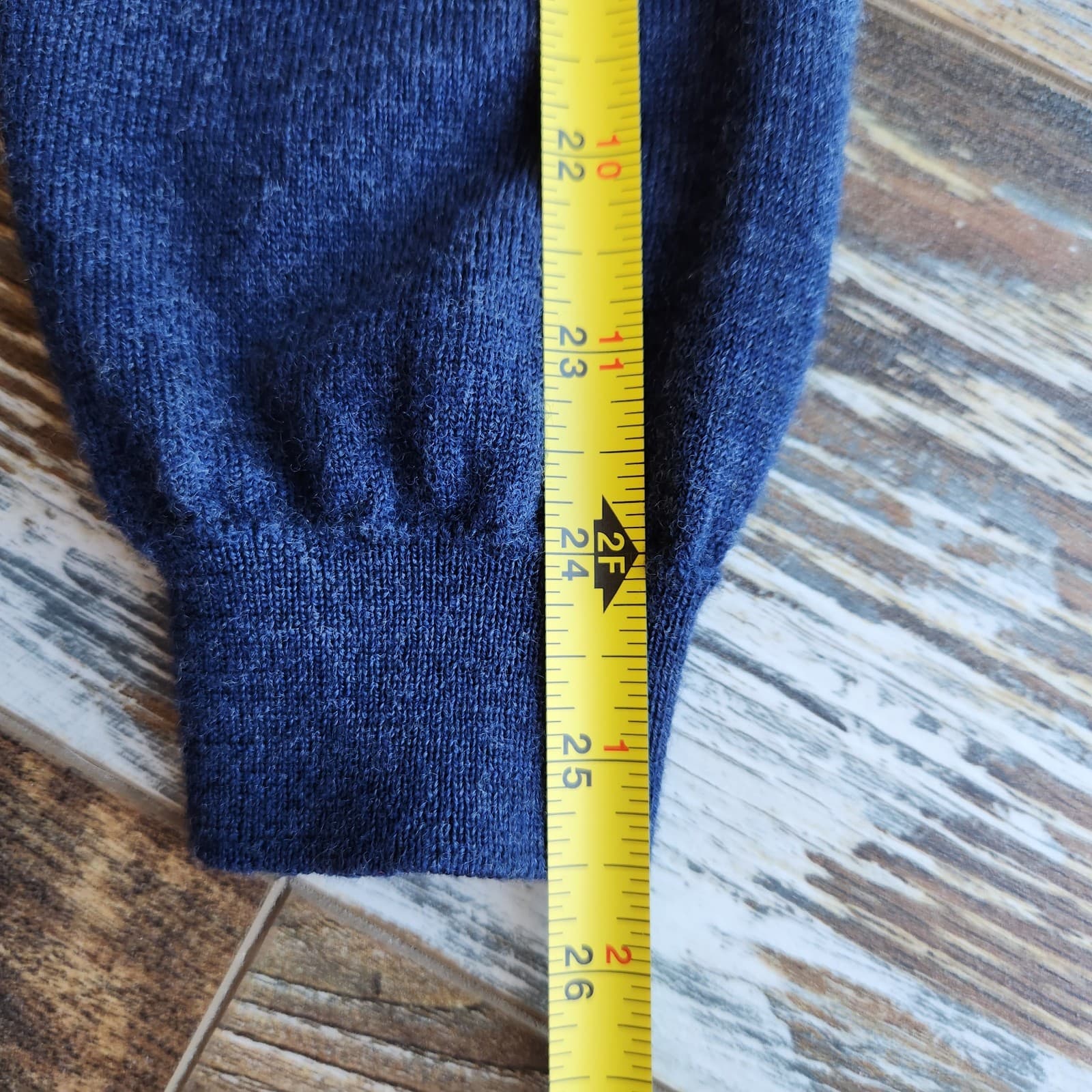 Hugo Boss Extra Fine Merino Wool Slim Fit V-Neck Sweater Pullover Blue Men's XL - Thumbnail 11