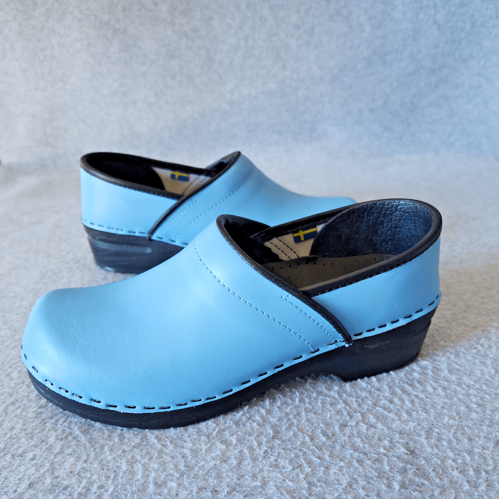 BJORK Swedish Comfort Ella Professional Leather Clogs Slip-On Blue Women EU39-40 - Thumbnail 2