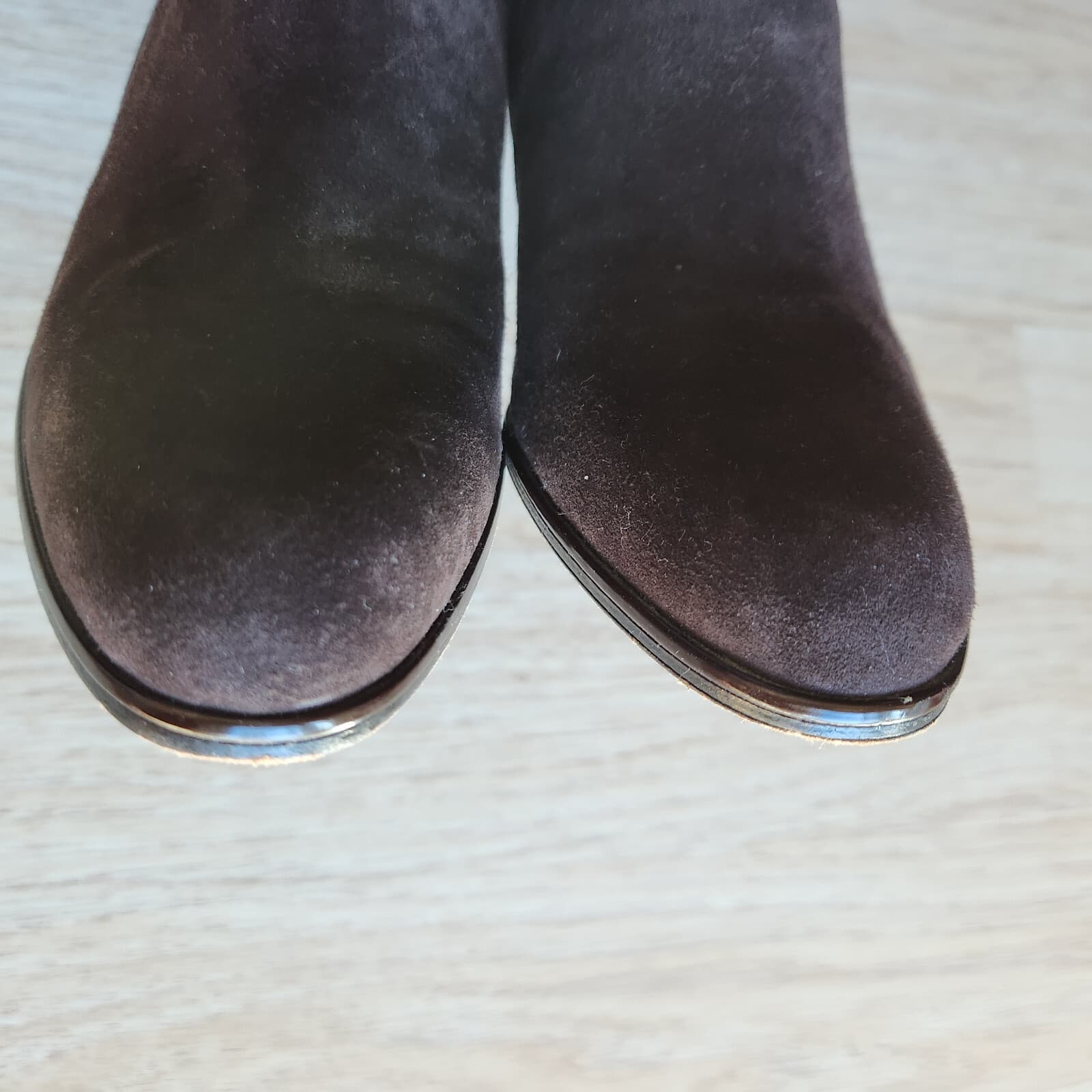 Stuart Weitzman Brown Suede Pumps Booties Elastic Gusset Slip-On Women US6.5M - Thumbnail 10